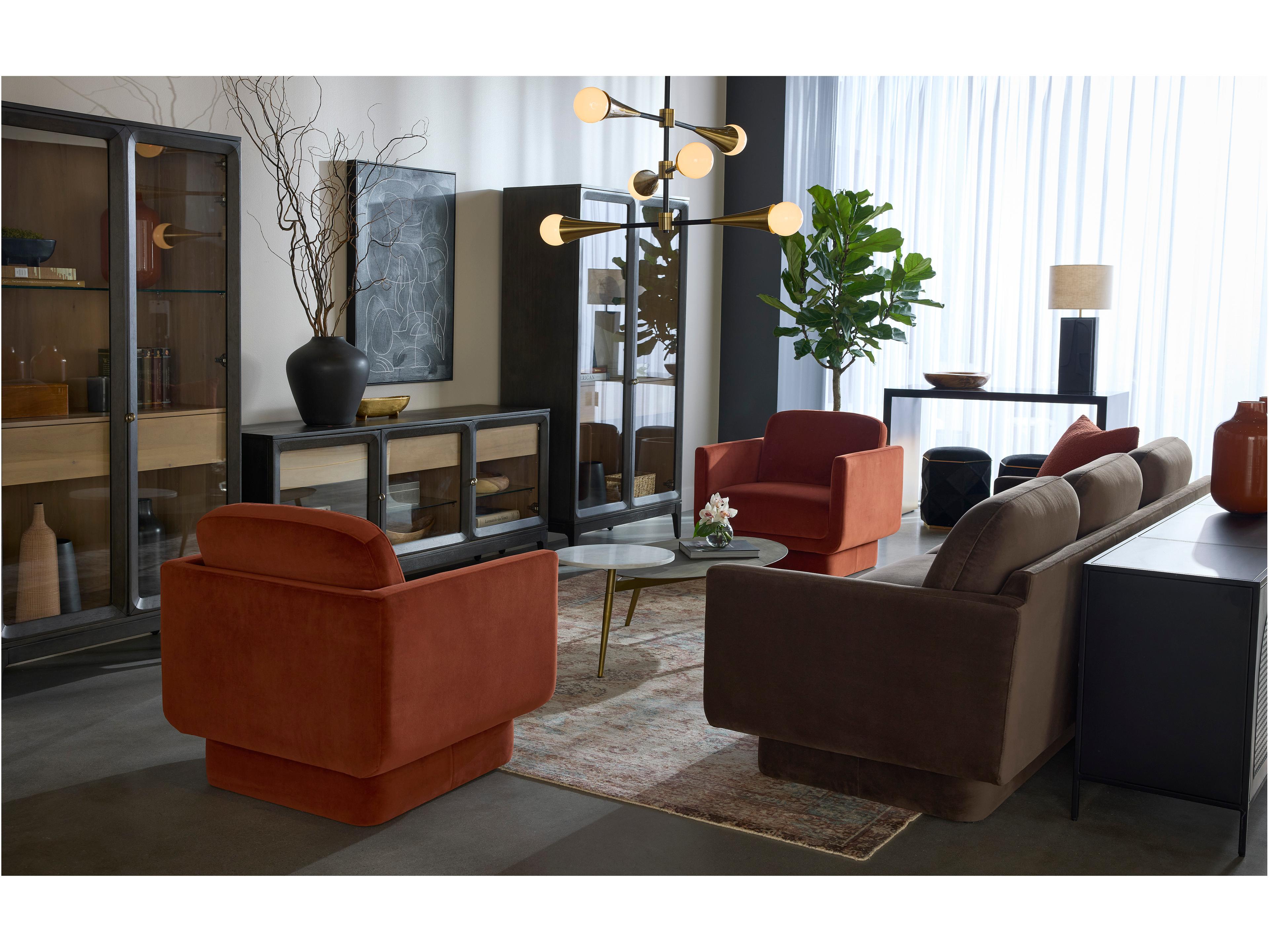 Sunpan Everton Orange Fabric Accent Chair