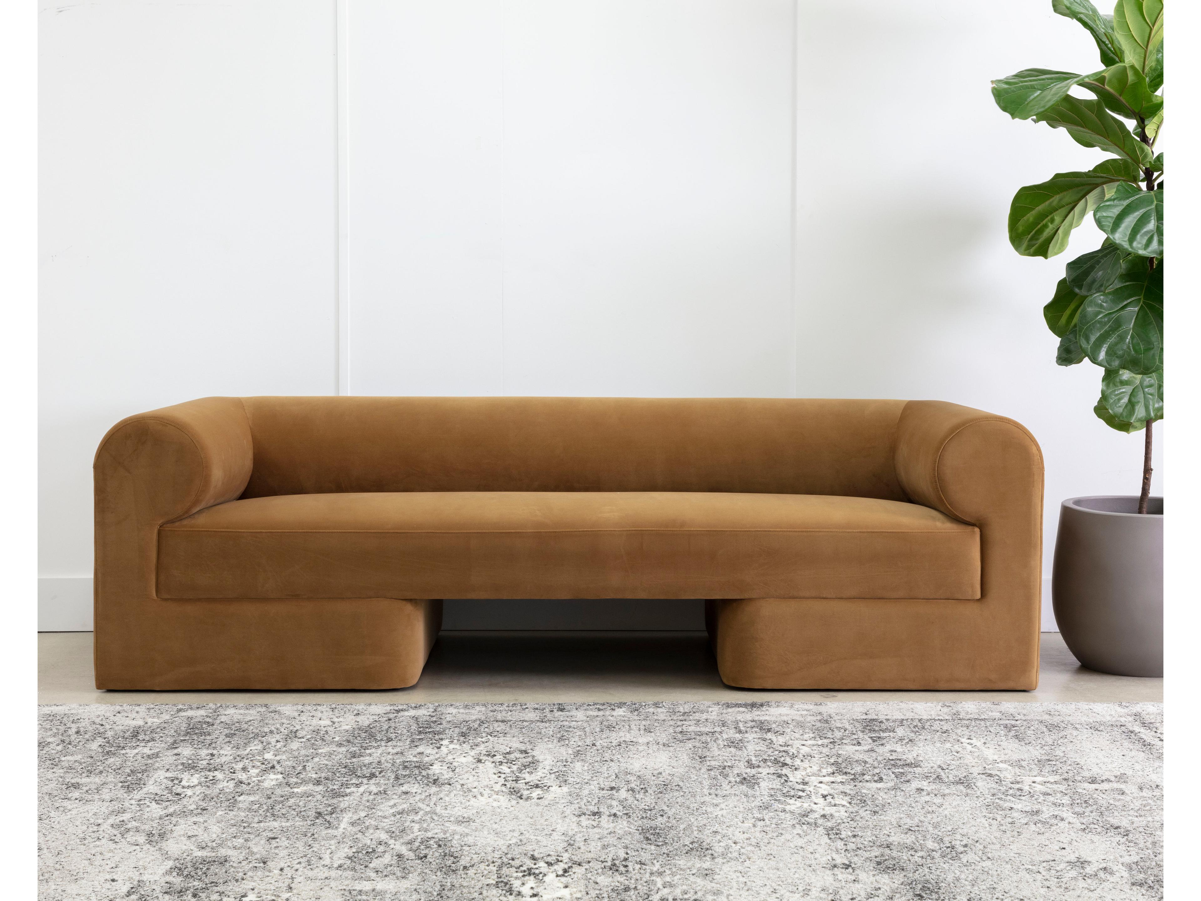 Sunpan Ionic Meg Gold Brown Upholstered Sofa