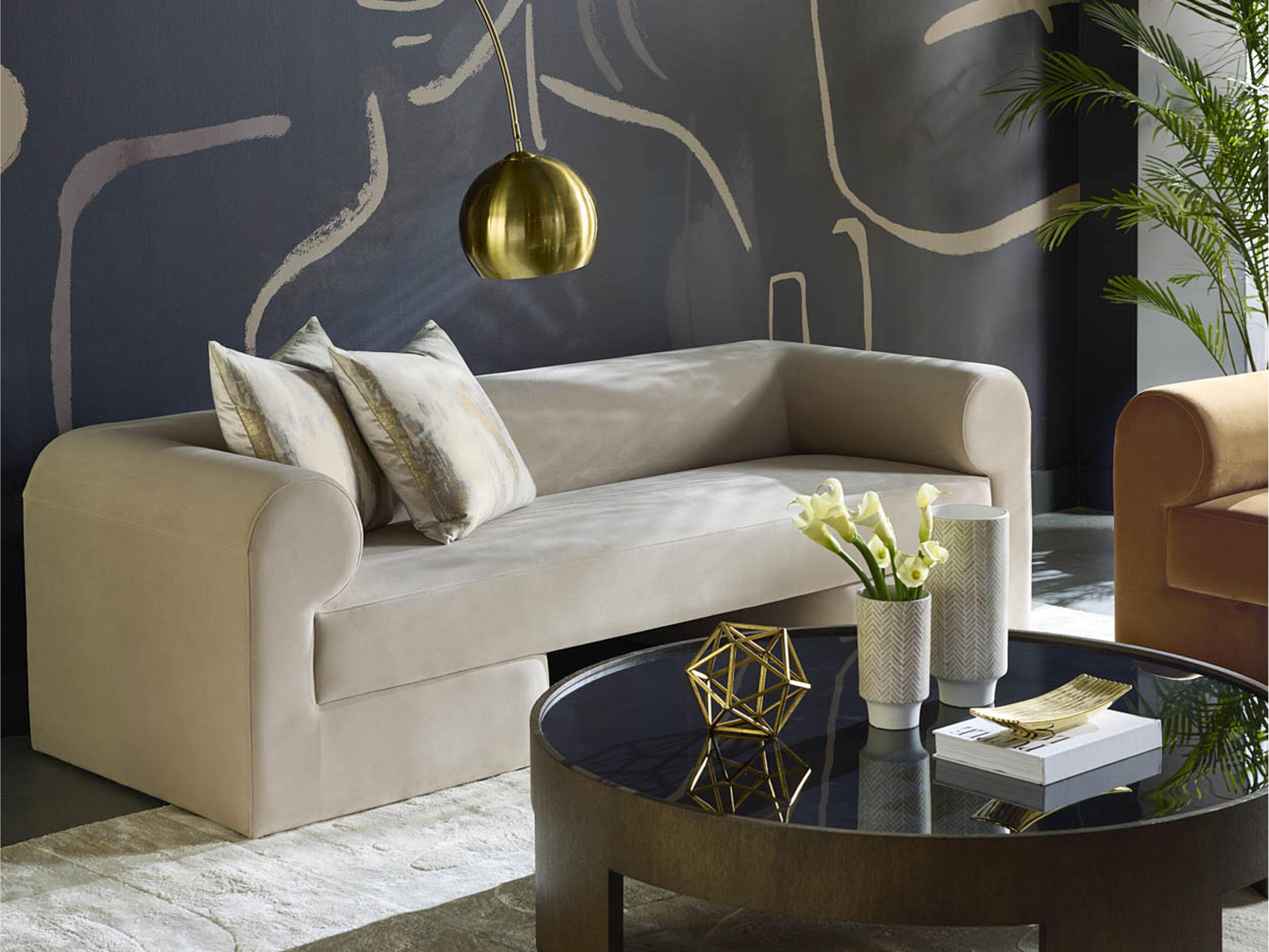 Sunpan Ionic Meg Taupe White Upholstered Sofa