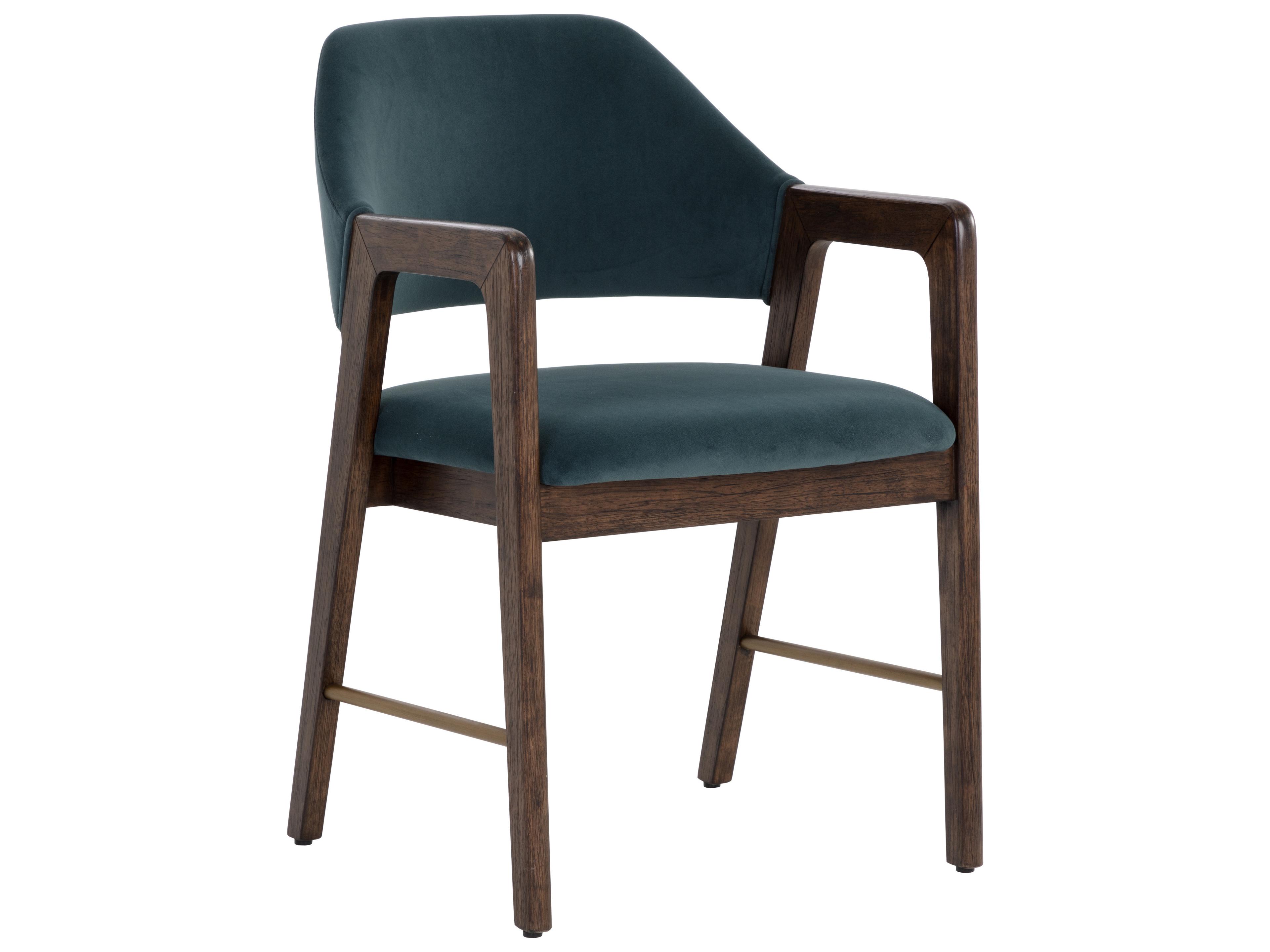 Milton Rubberwood Brown Upholstered Arm Dining Chair