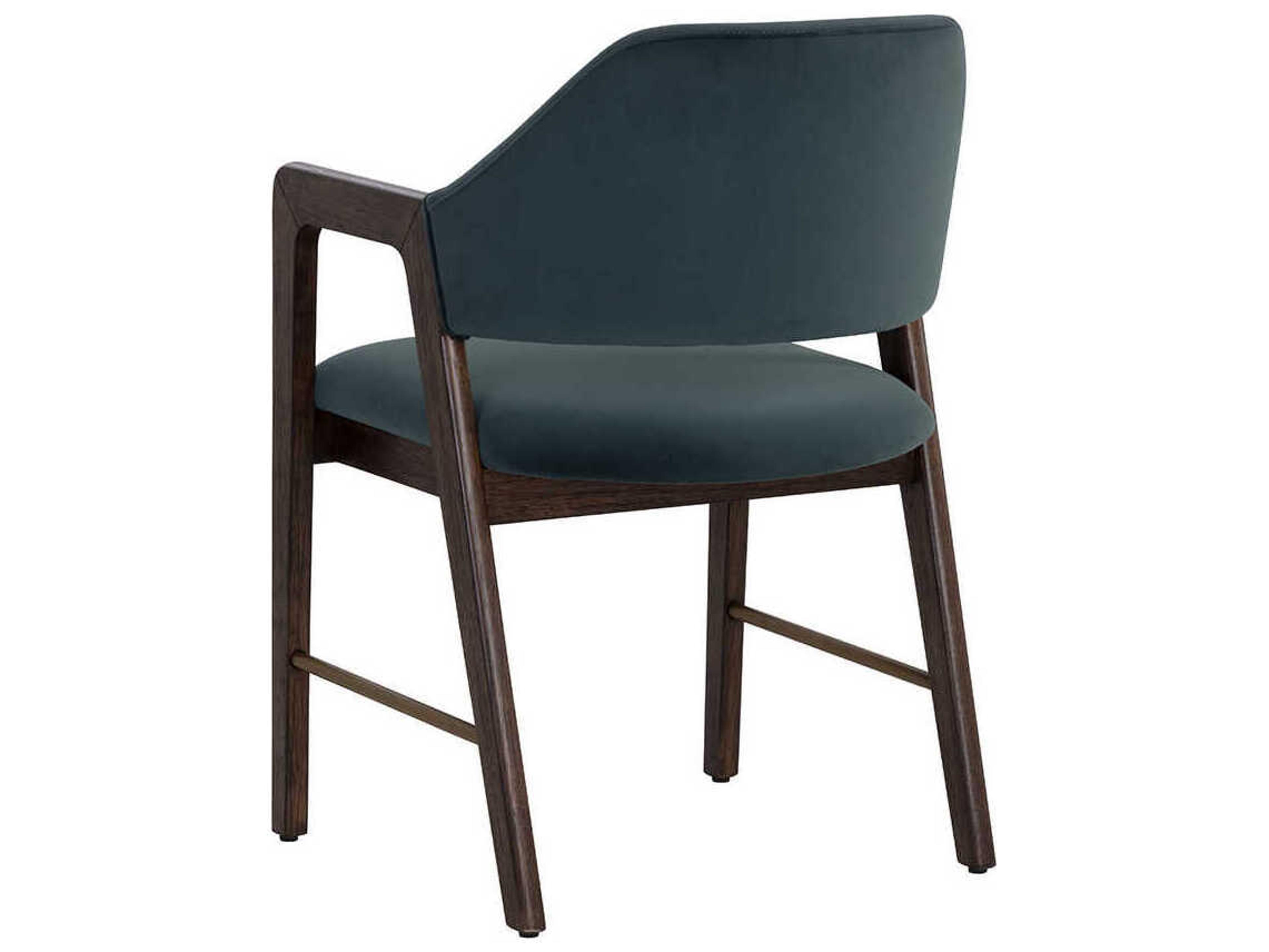 Sunpan Milton Rubberwood Brown Upholstered Arm Dining Chair
