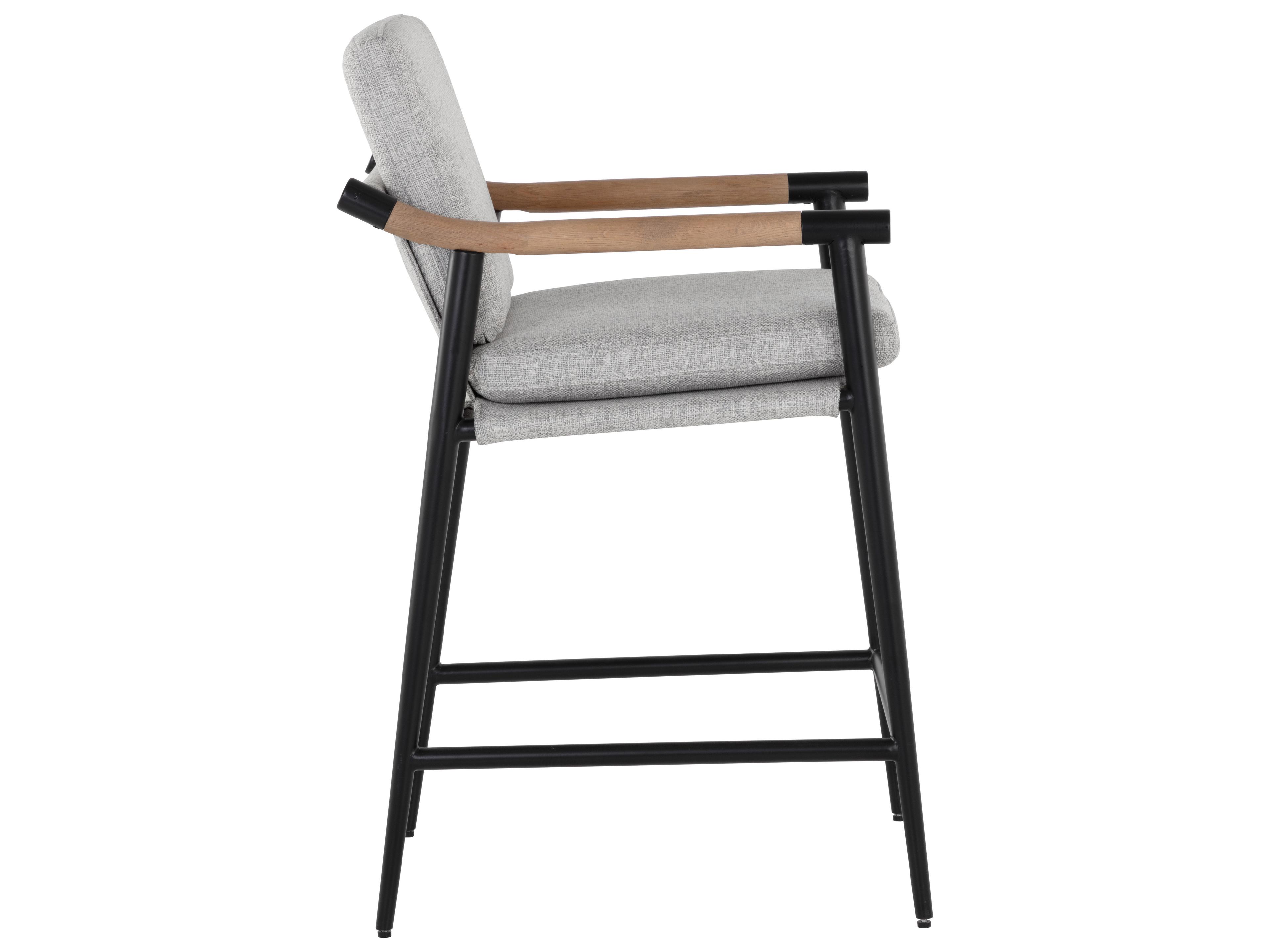 Sunpan Meadow Vault Fog Suede Upholstered Counter Stool