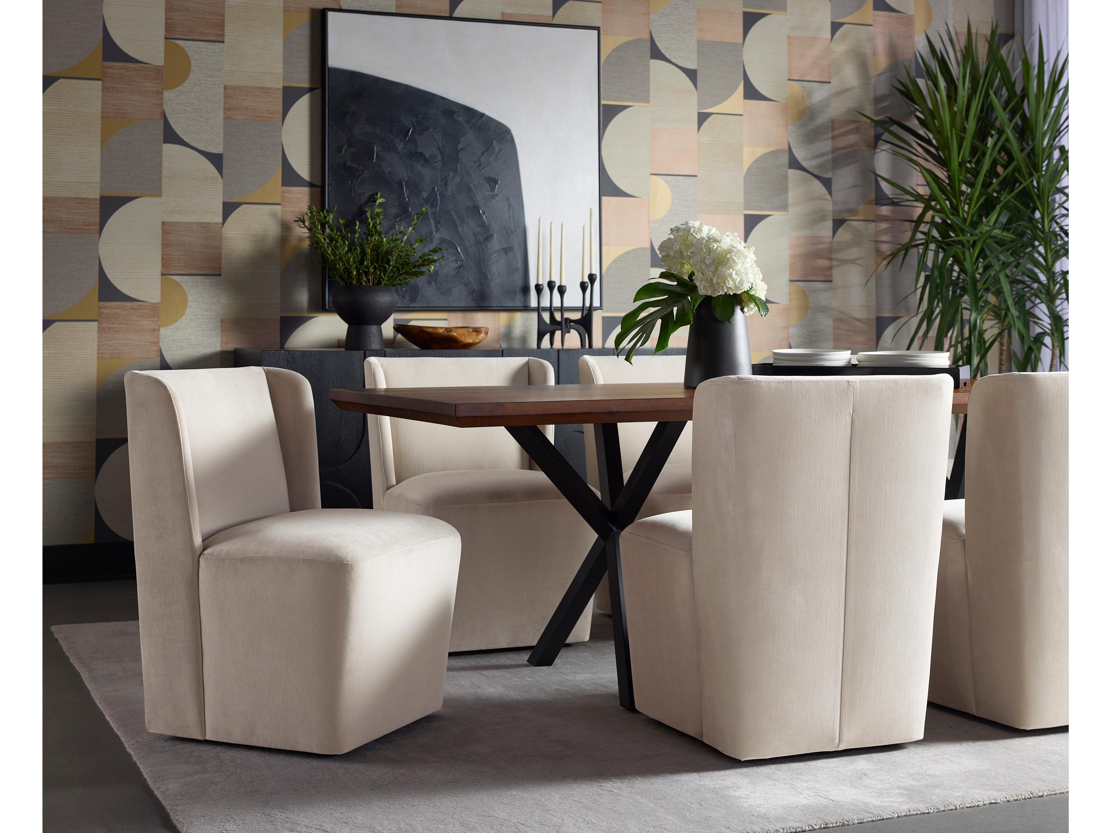 Sunpan Amita Champagne Upholstered Side Dining Chair