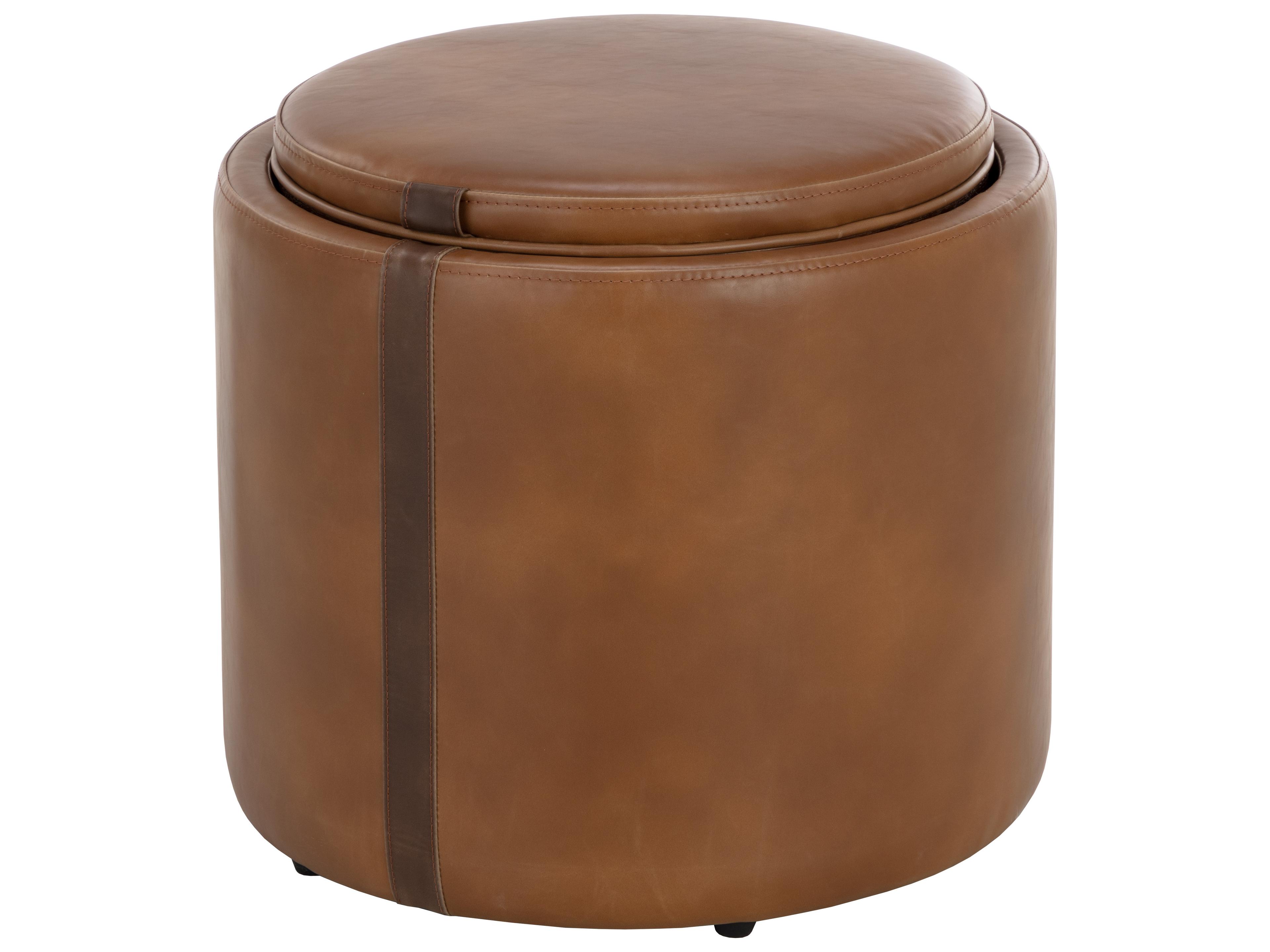 Borelli Storage Ottoman in Tobacco Tan / Autumn Chestnut