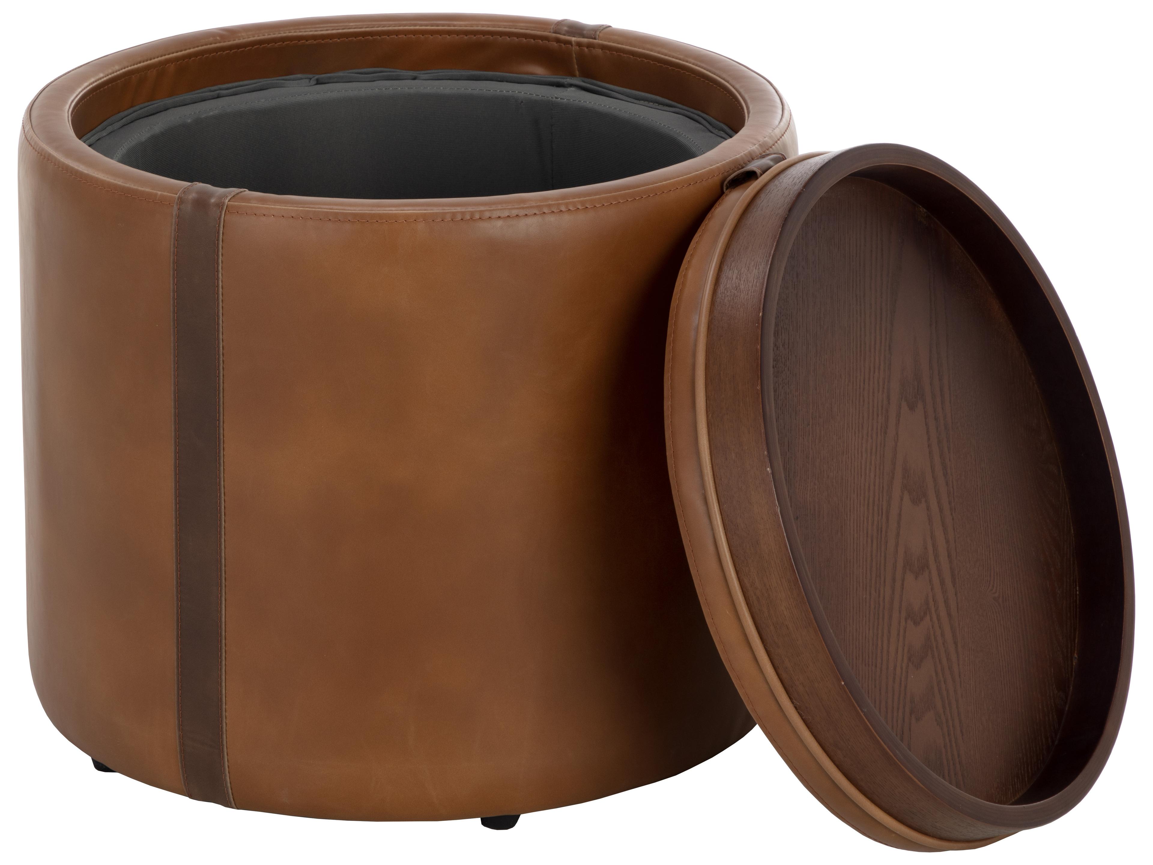 Sunpan Borelli Storage Ottoman in Tobacco Tan / Autumn Chestnut