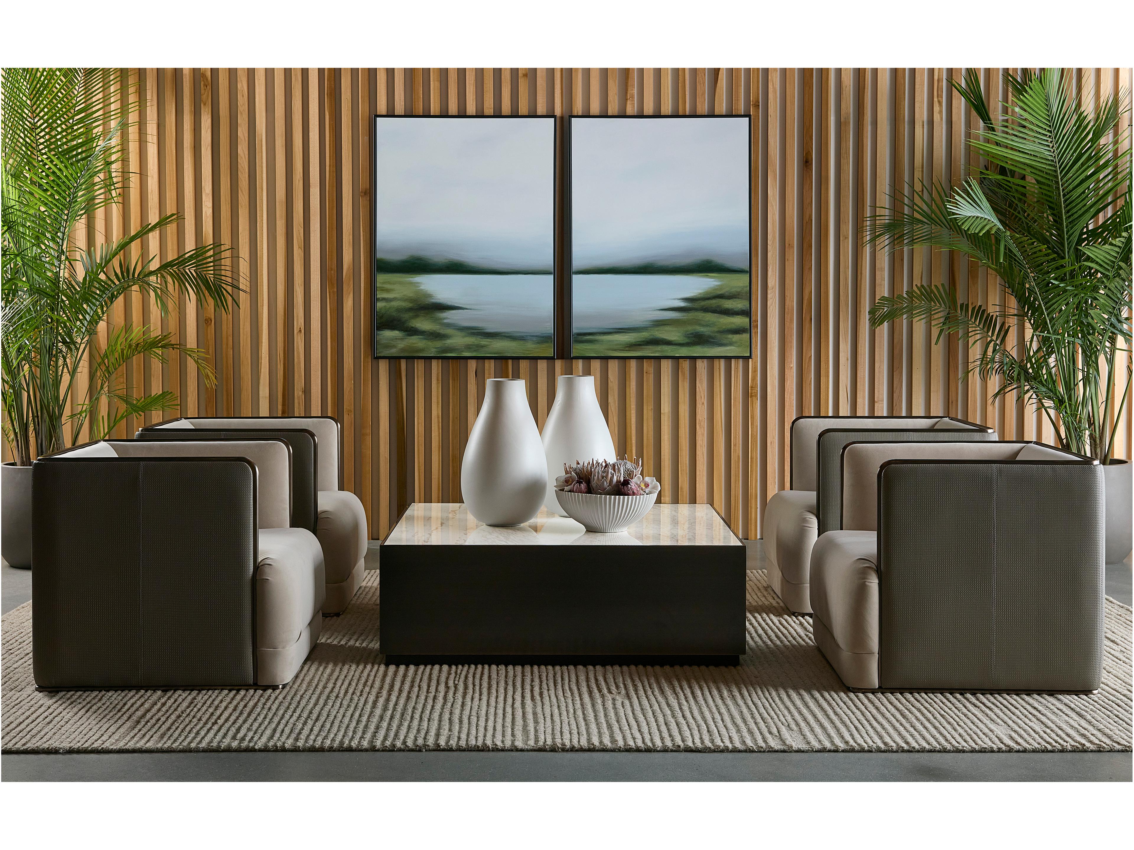 Sunpan Selah Square Marble White Black Coffee Table