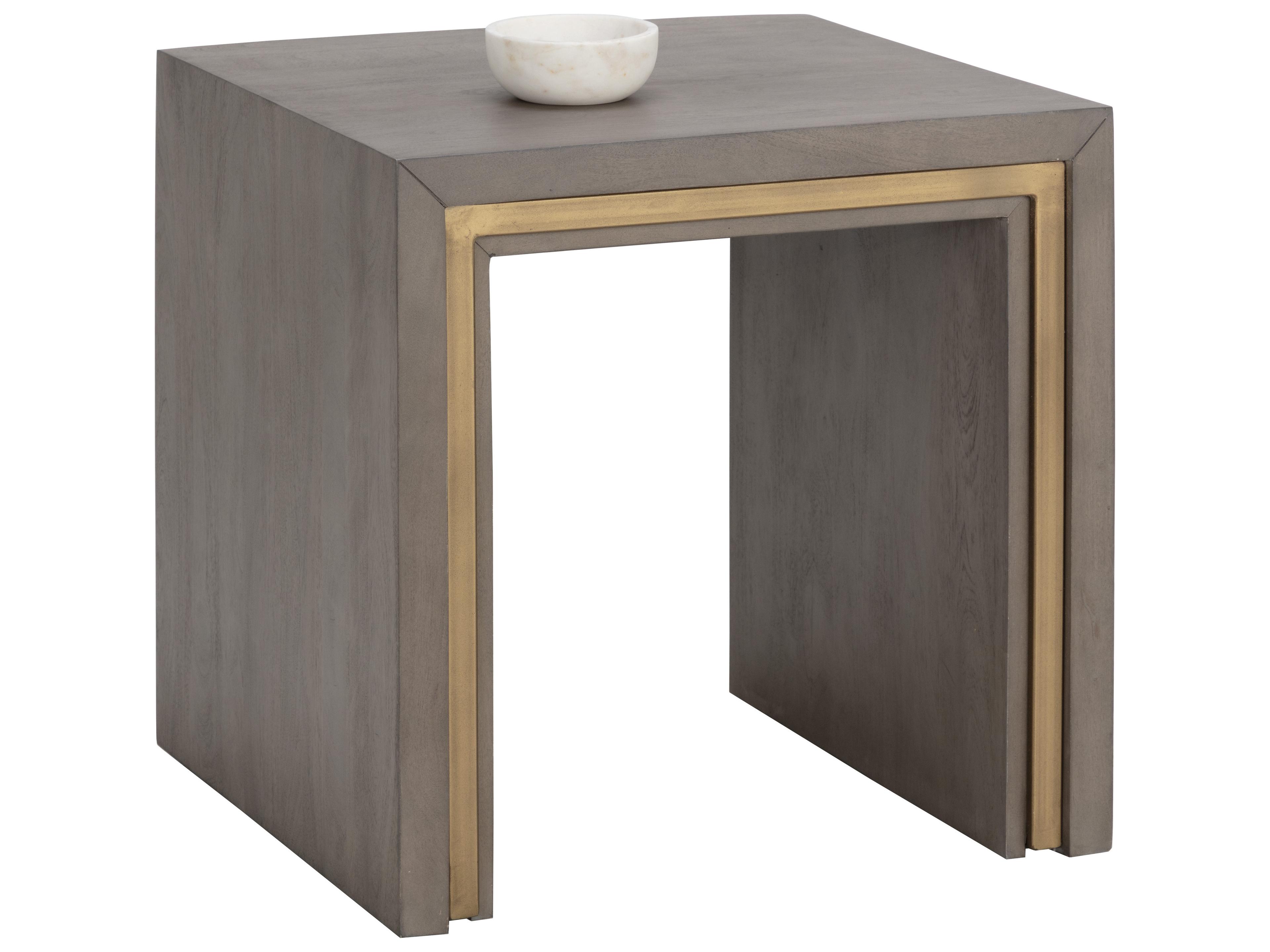 Sunpan Hilbert Square Wood Grey End Table