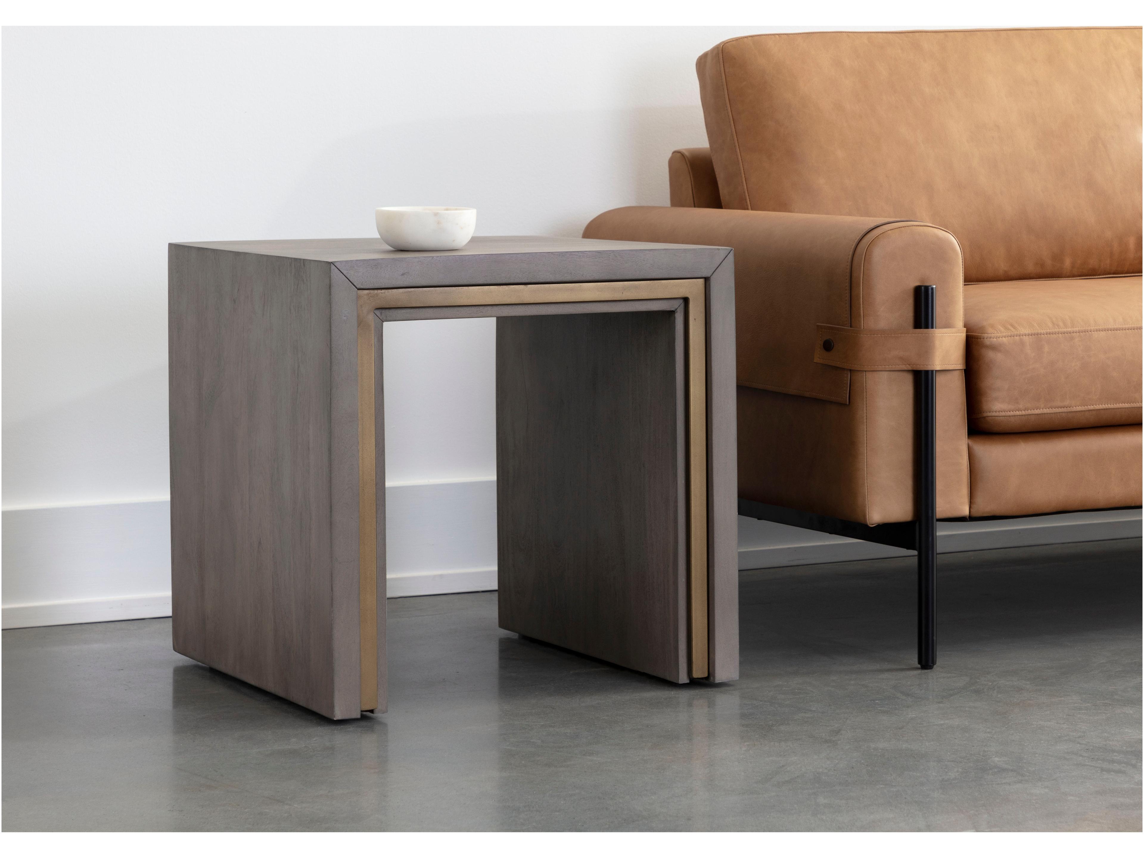 Sunpan Hilbert Square Wood Grey End Table