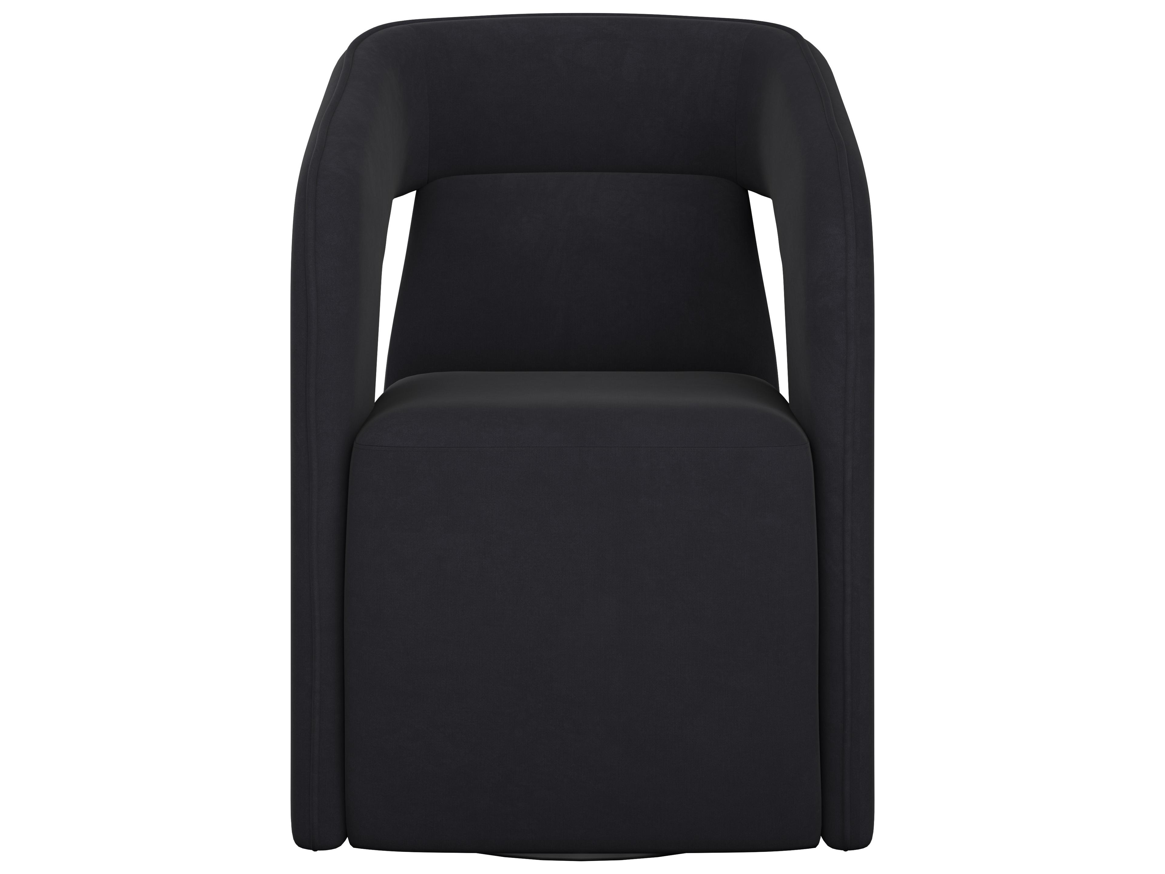 Kendrick Black Upholstered Arm Dining Chair