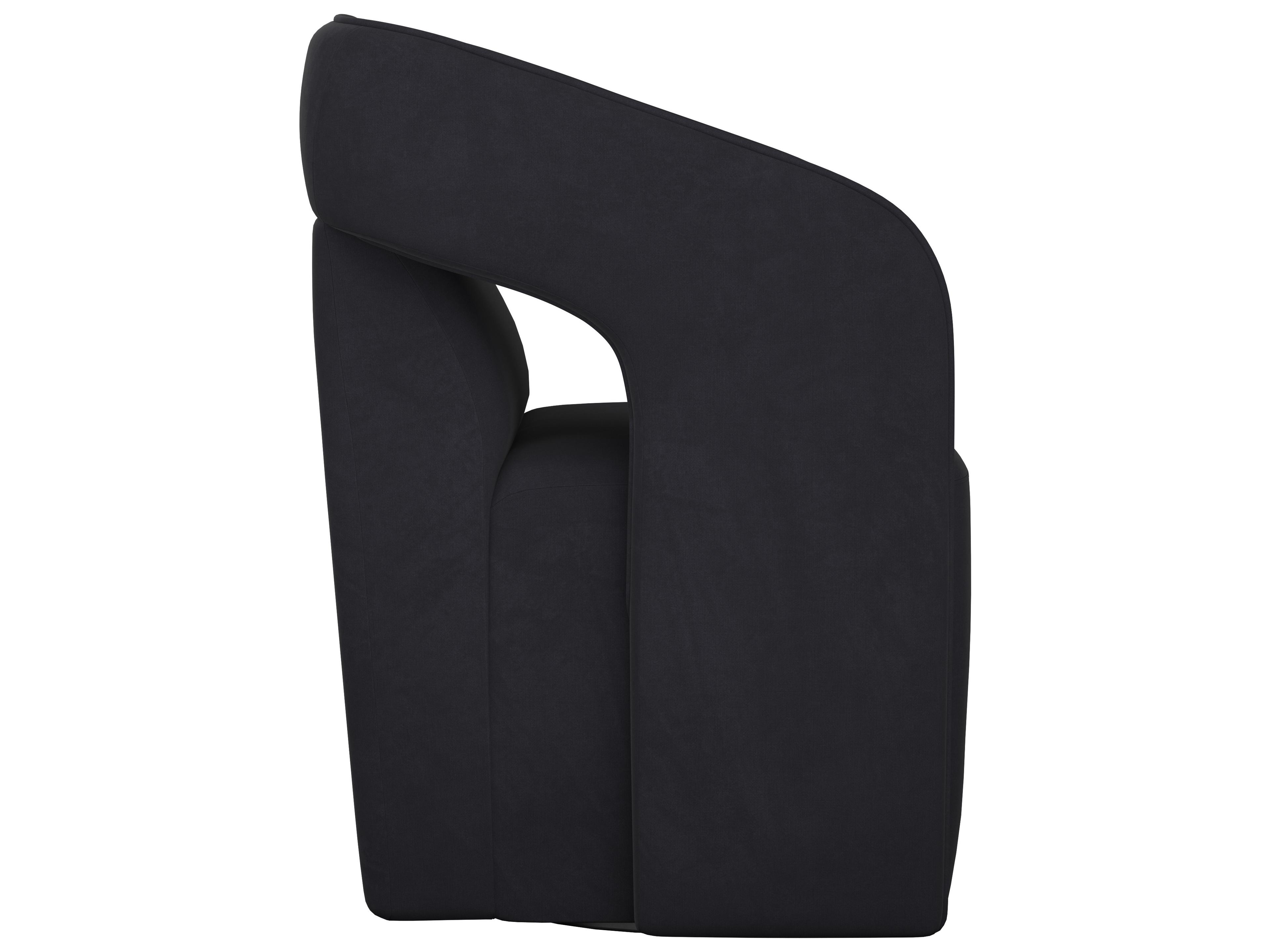 Sunpan Kendrick Black Upholstered Arm Dining Chair