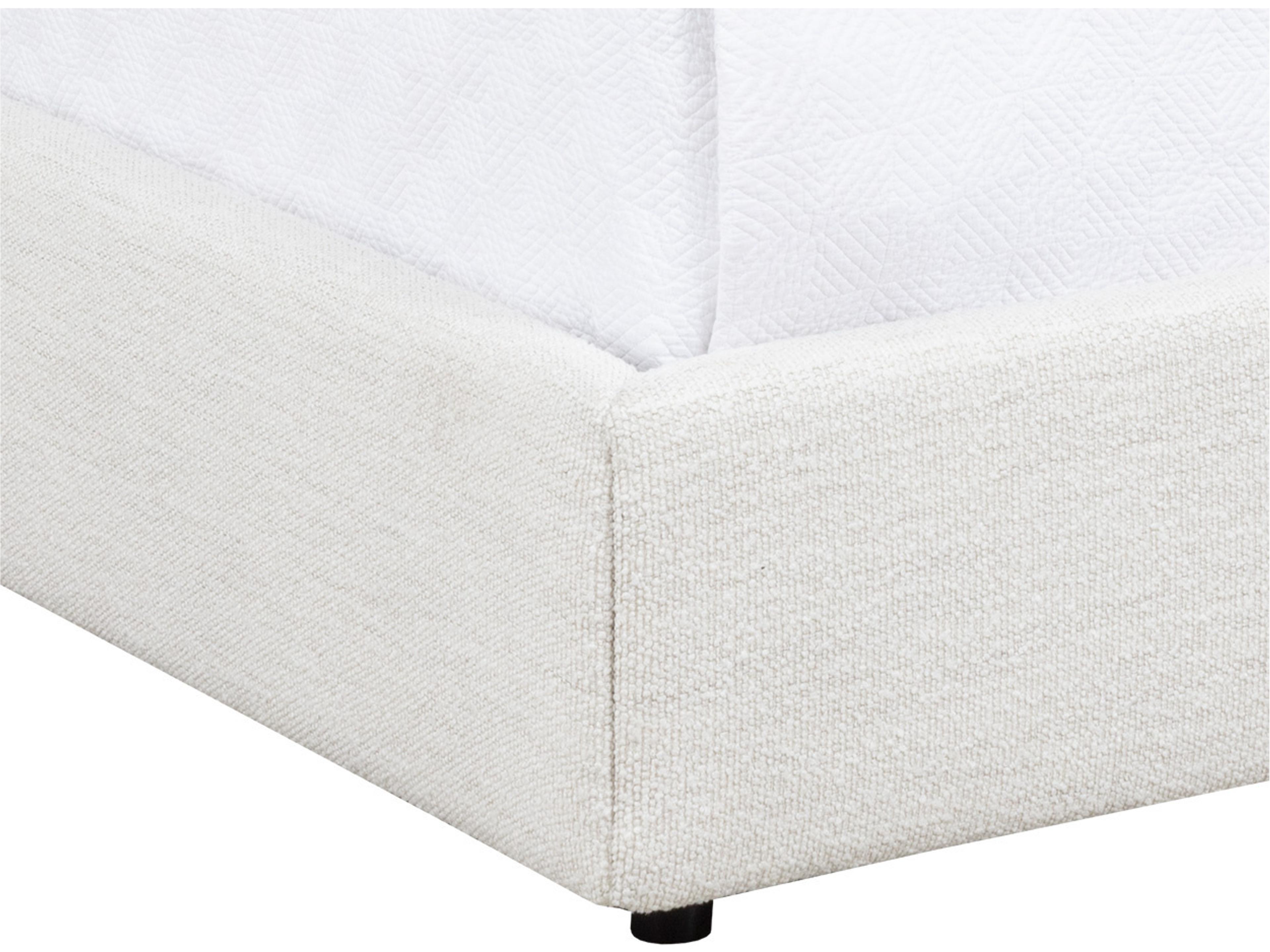 Sunpan Emmit Merino Pearl White Upholstered King Platform Bed