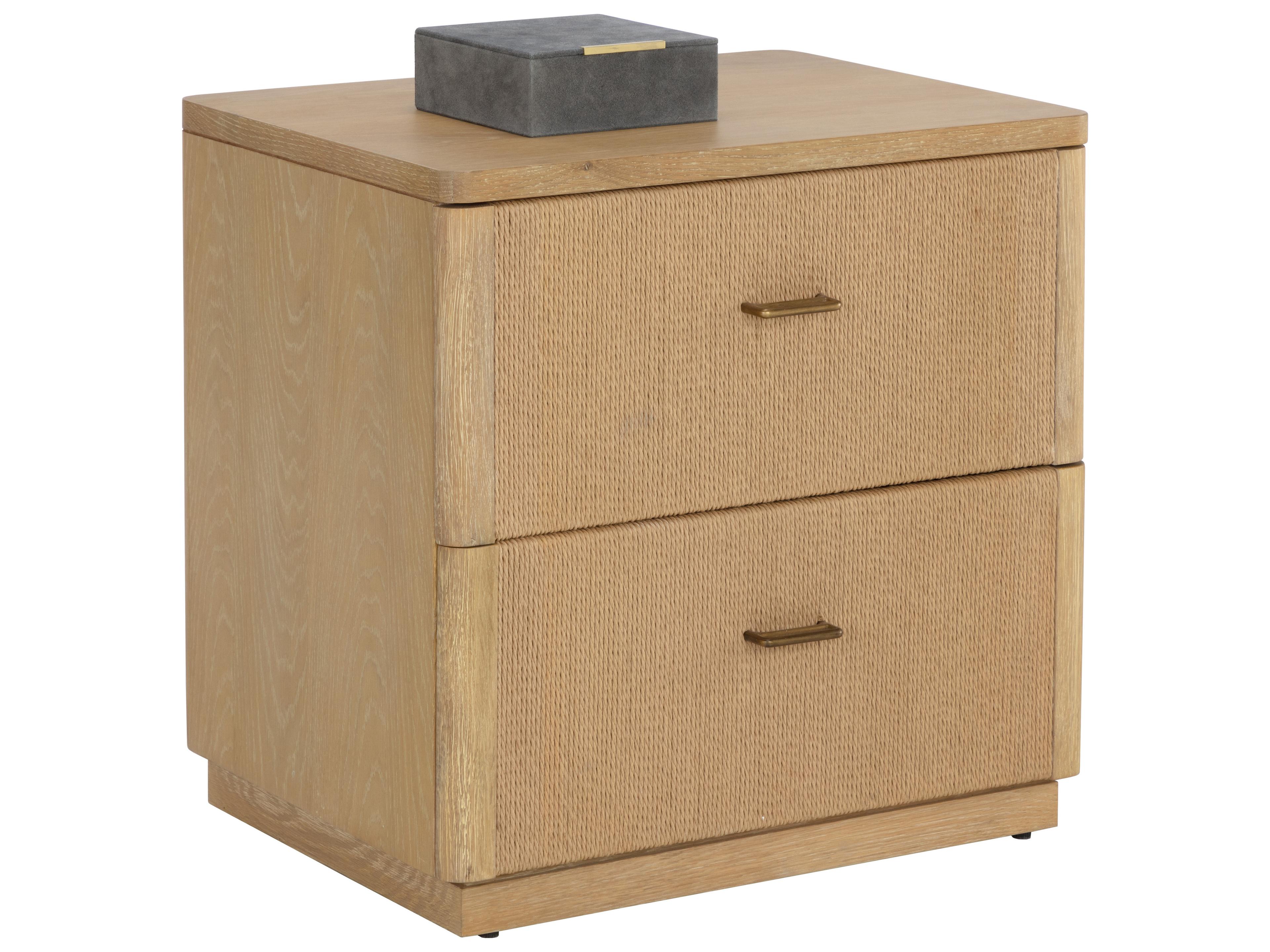 Etienne 2-Drawers Oak Wood Nightstand