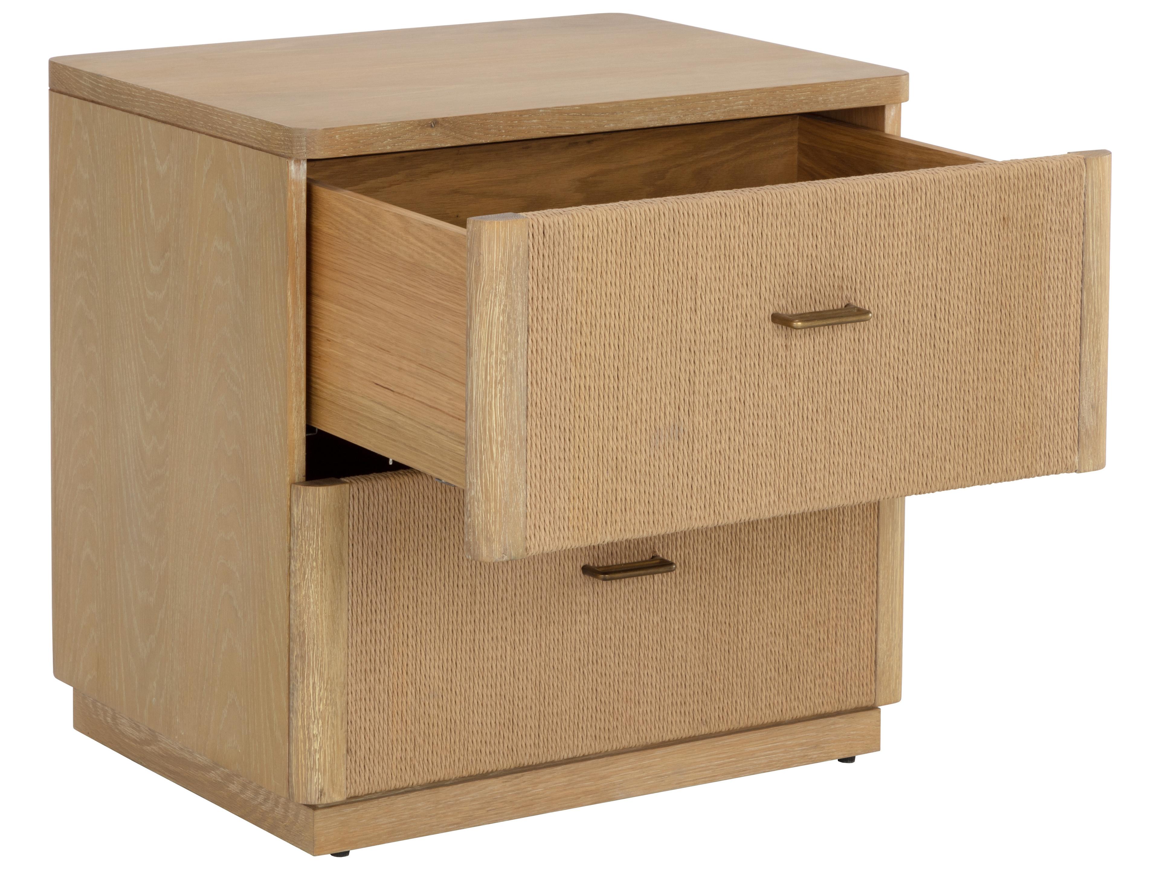 Sunpan Etienne 2-Drawers Oak Wood Nightstand