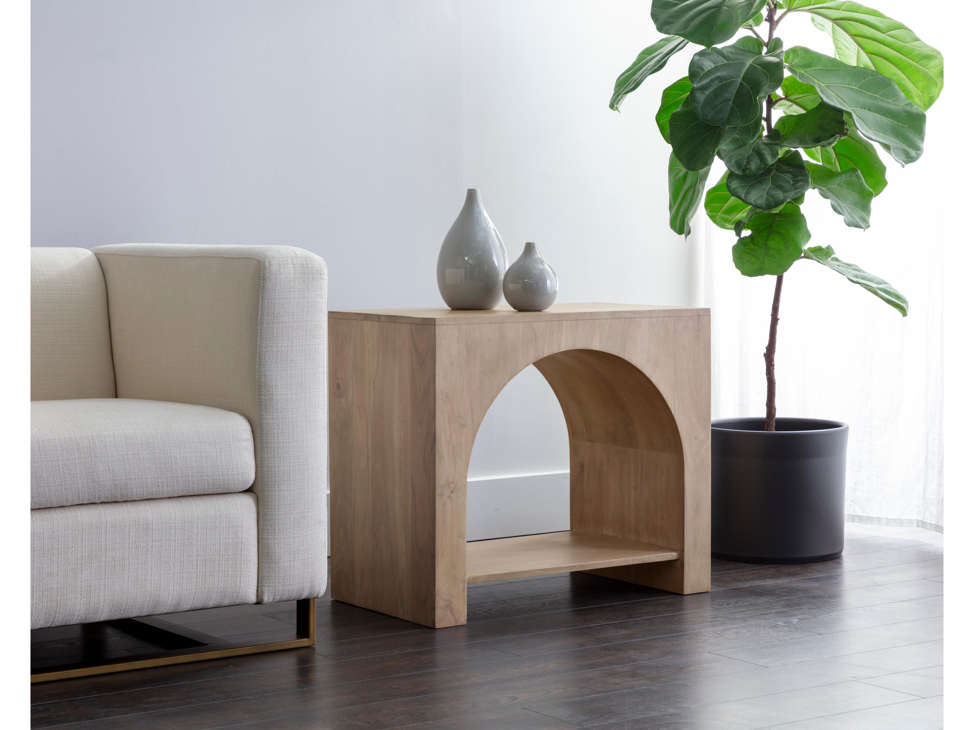 Sunpan Salma Rectangular Wood Light Wash End Table