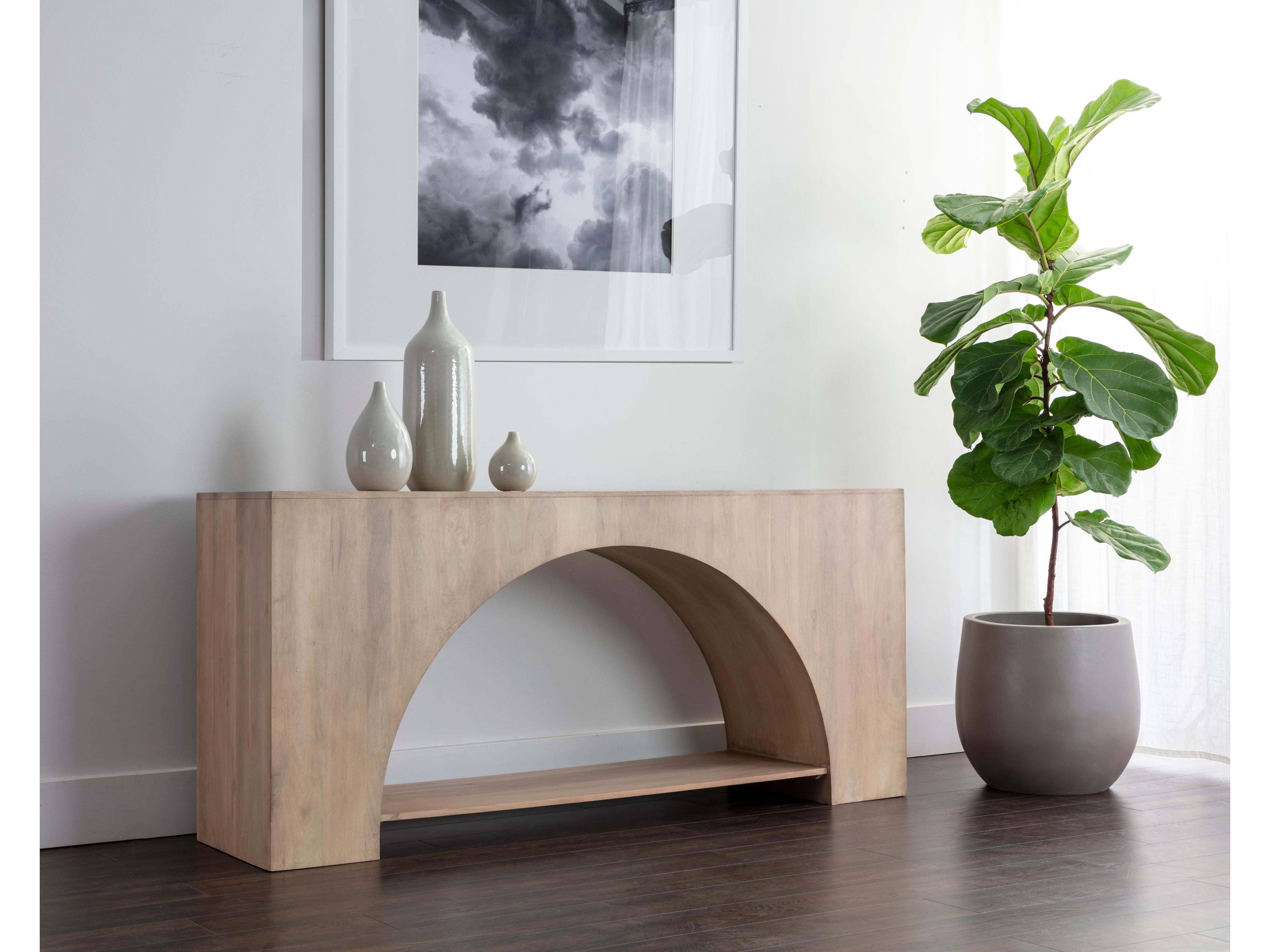 Sunpan Salma Rectangular Wood Light Wash Console Table