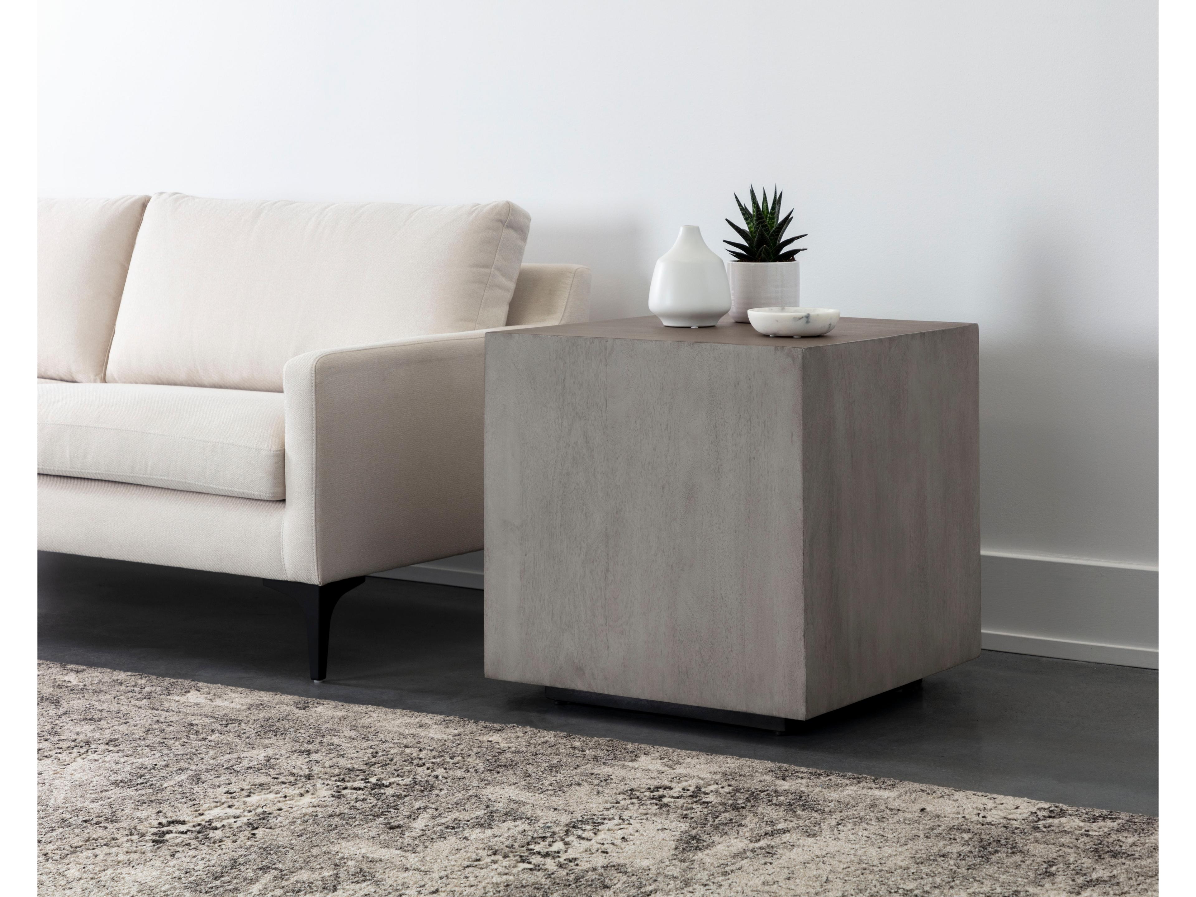 Sunpan Frezco Square Wood Grey End Table
