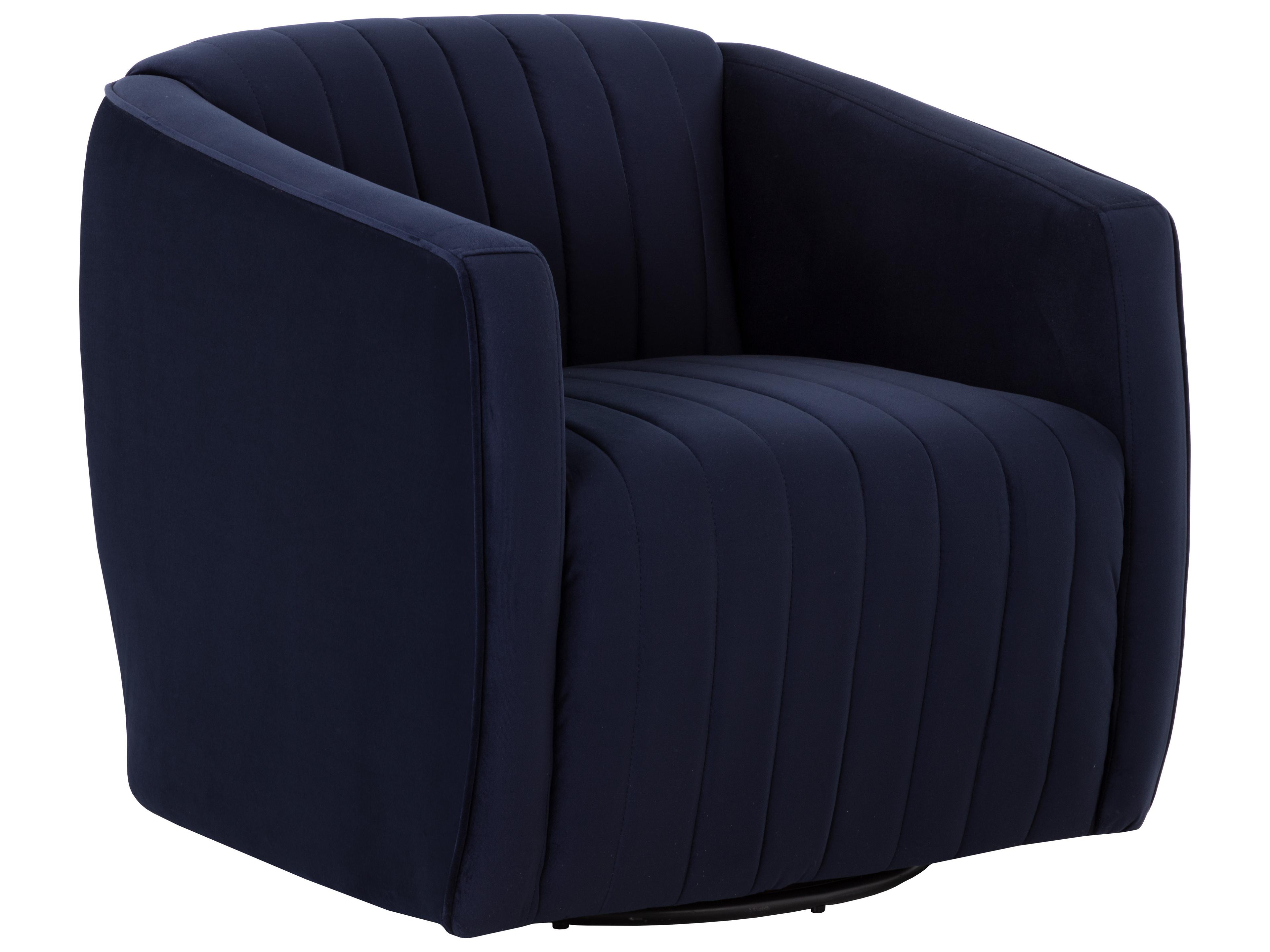 Garrison Swivel Blue Fabric Accent Chair