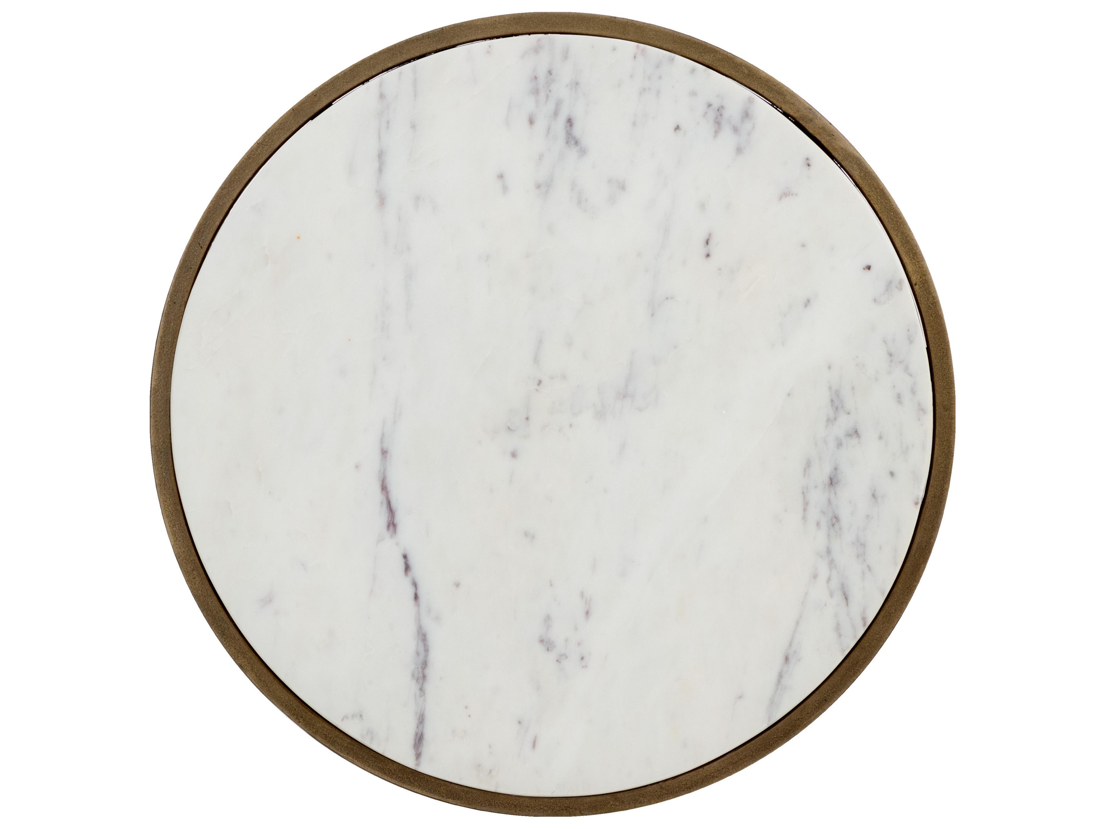 Sunpan Alicent Round Marble White End Table