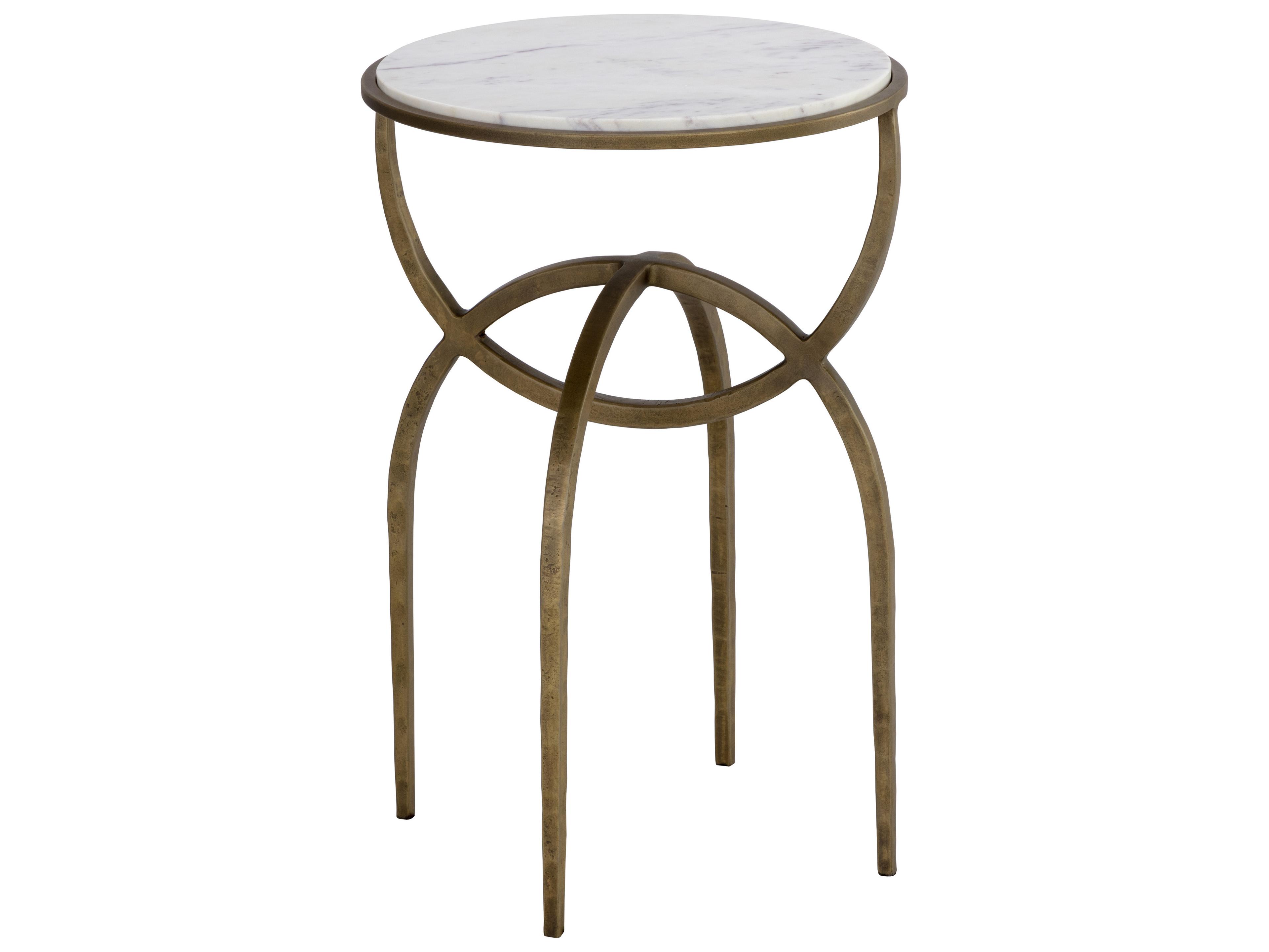 Sunpan Alicent Round Marble White End Table