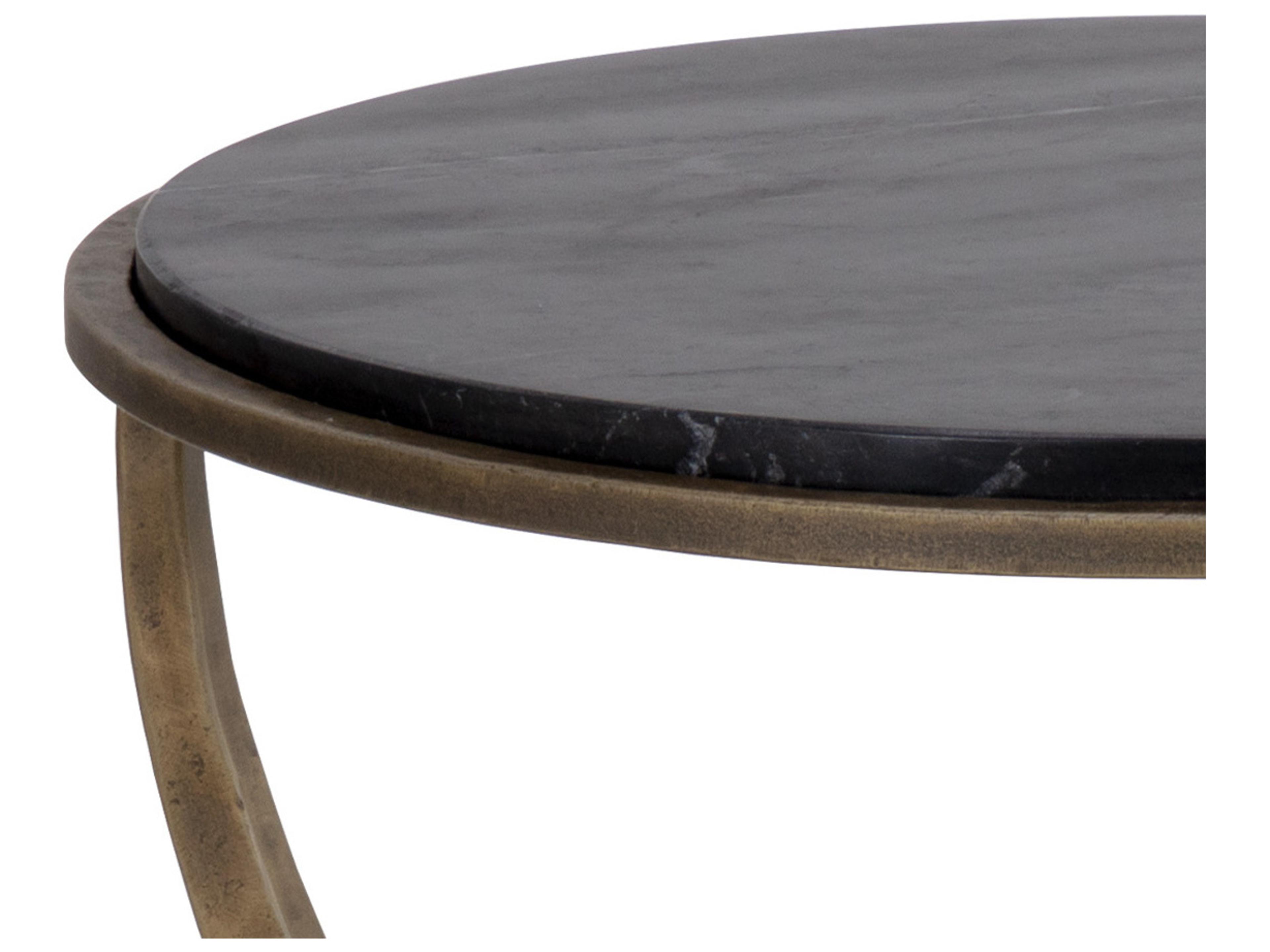 Sunpan Alicent Round Black Marble End Table