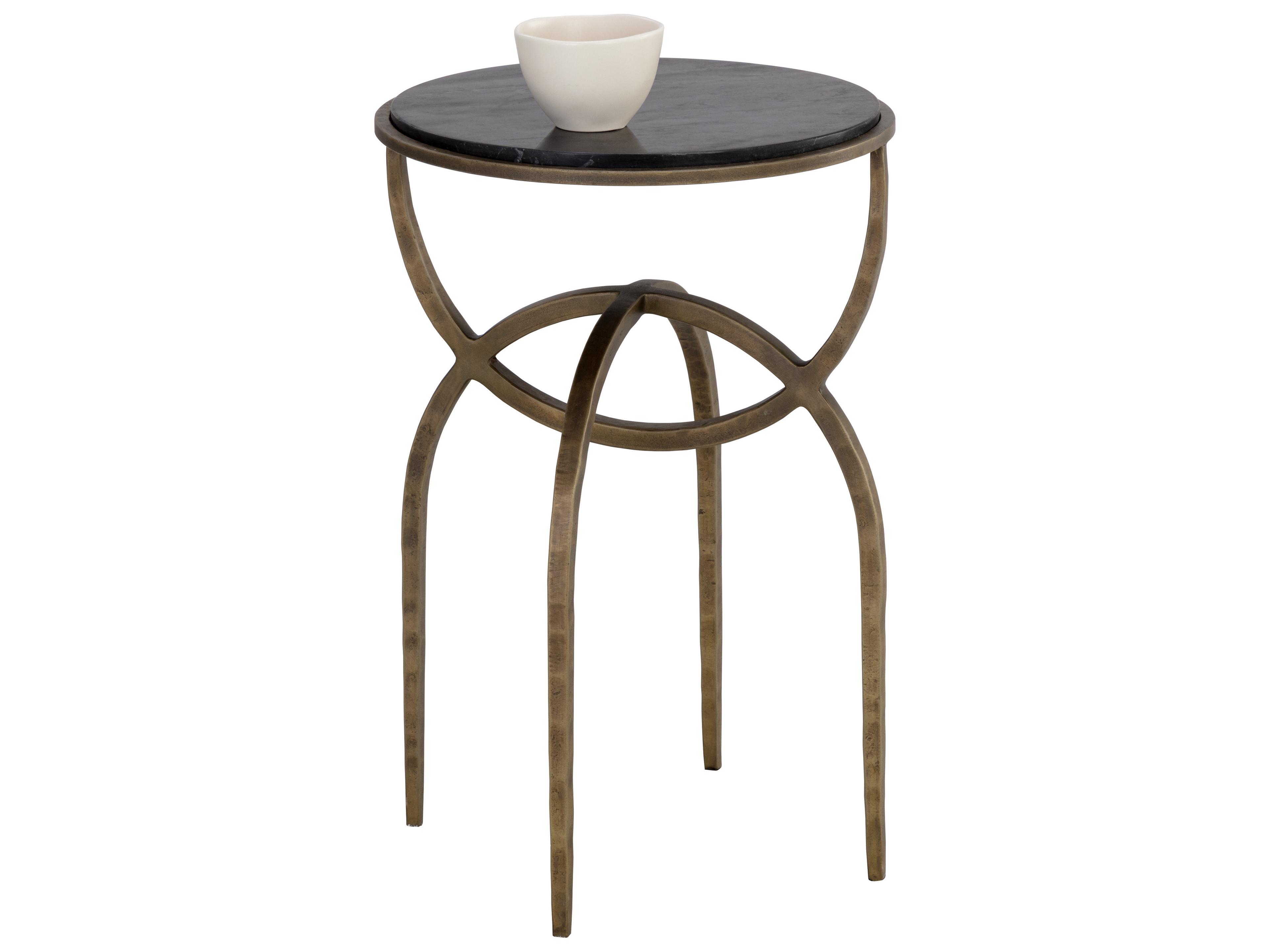 Alicent Round Black Marble End Table