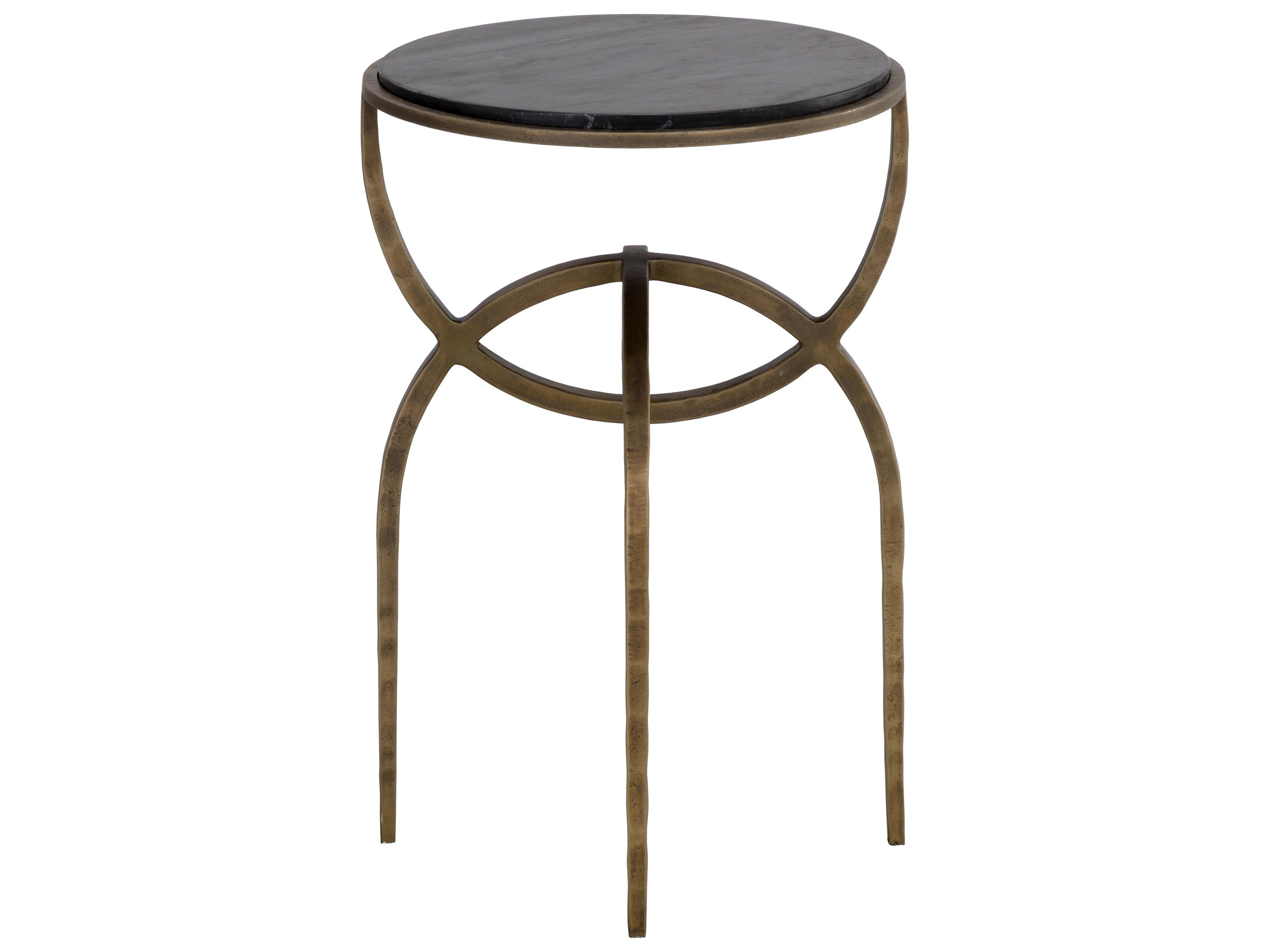 Sunpan Alicent Round Black Marble End Table