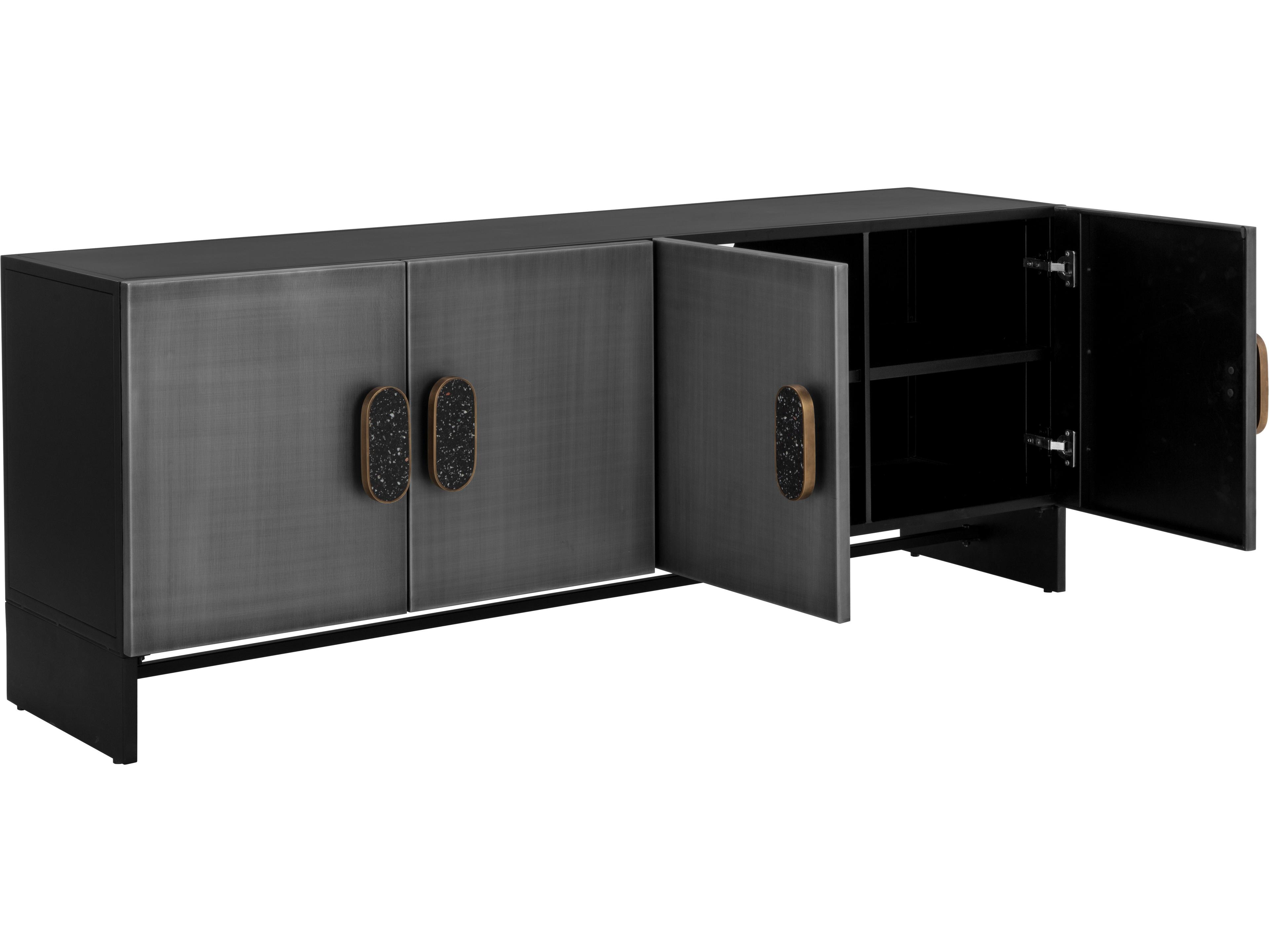 Sunpan Viserys 72" Antique Silver Black Sideboard