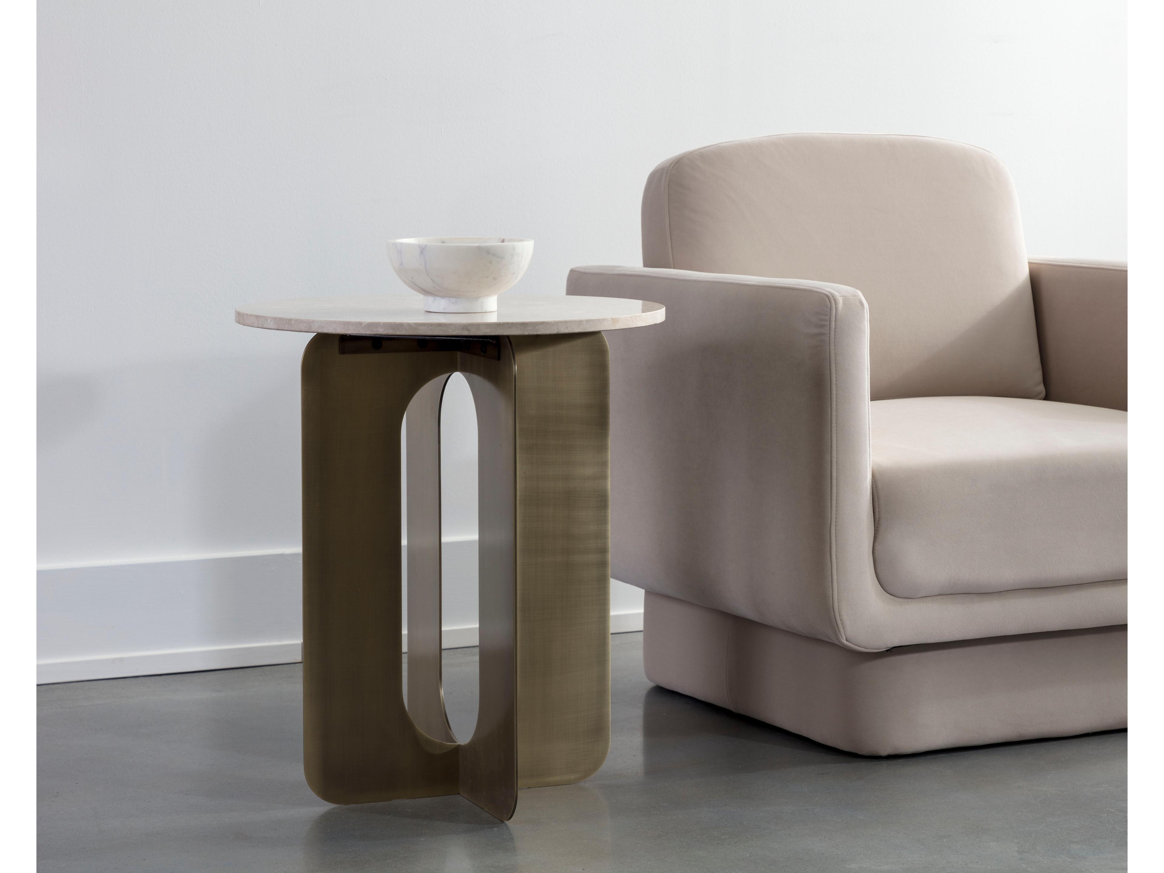 Sunpan Orlo Round Marble Grey End Table