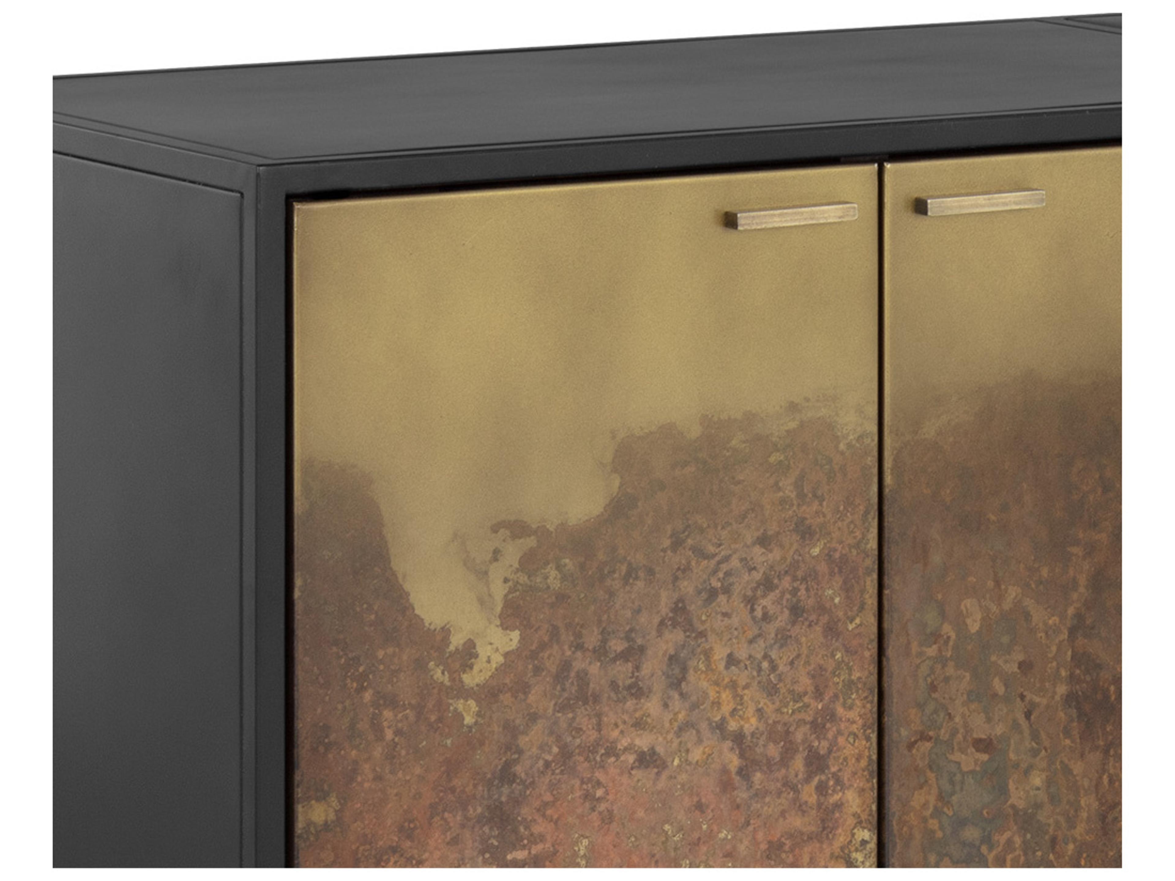 Sunpan Auburn 72" Antique Brass Black Media Console