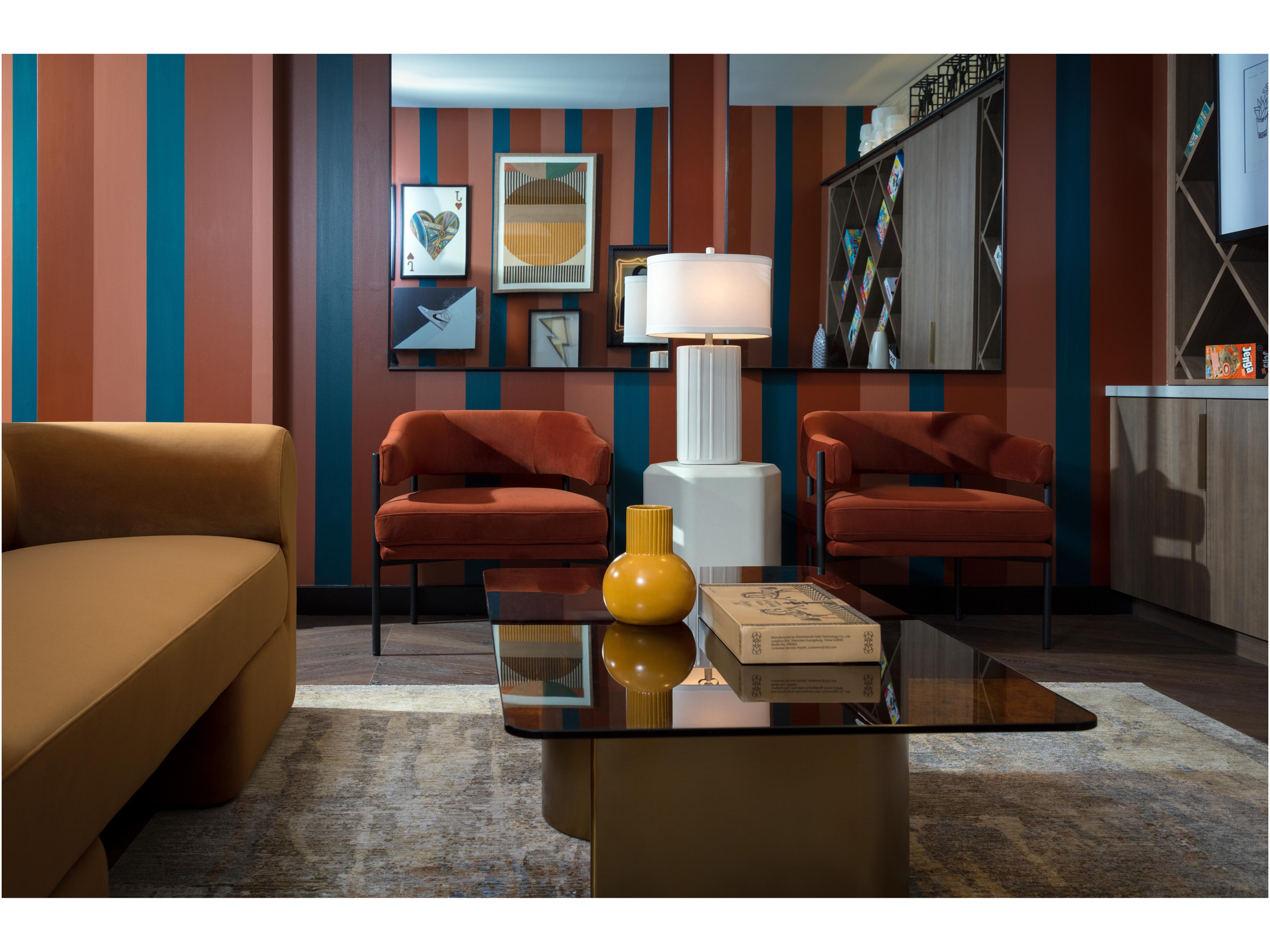 Sunpan Whisper Rectangular Glass Brown Gold Coffee Table