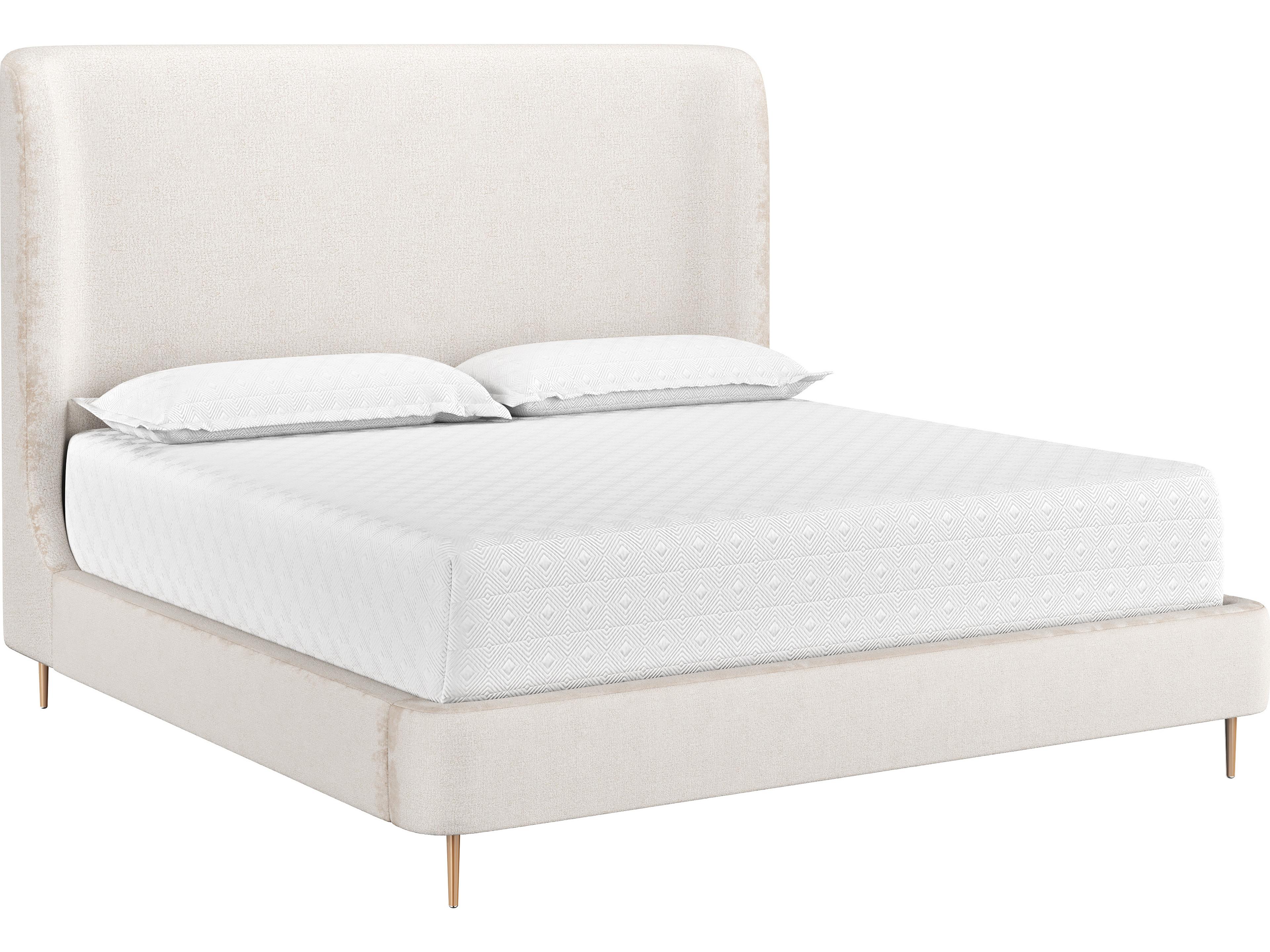 Tierra Bergen Taupe White Upholstered King Platform Bed
