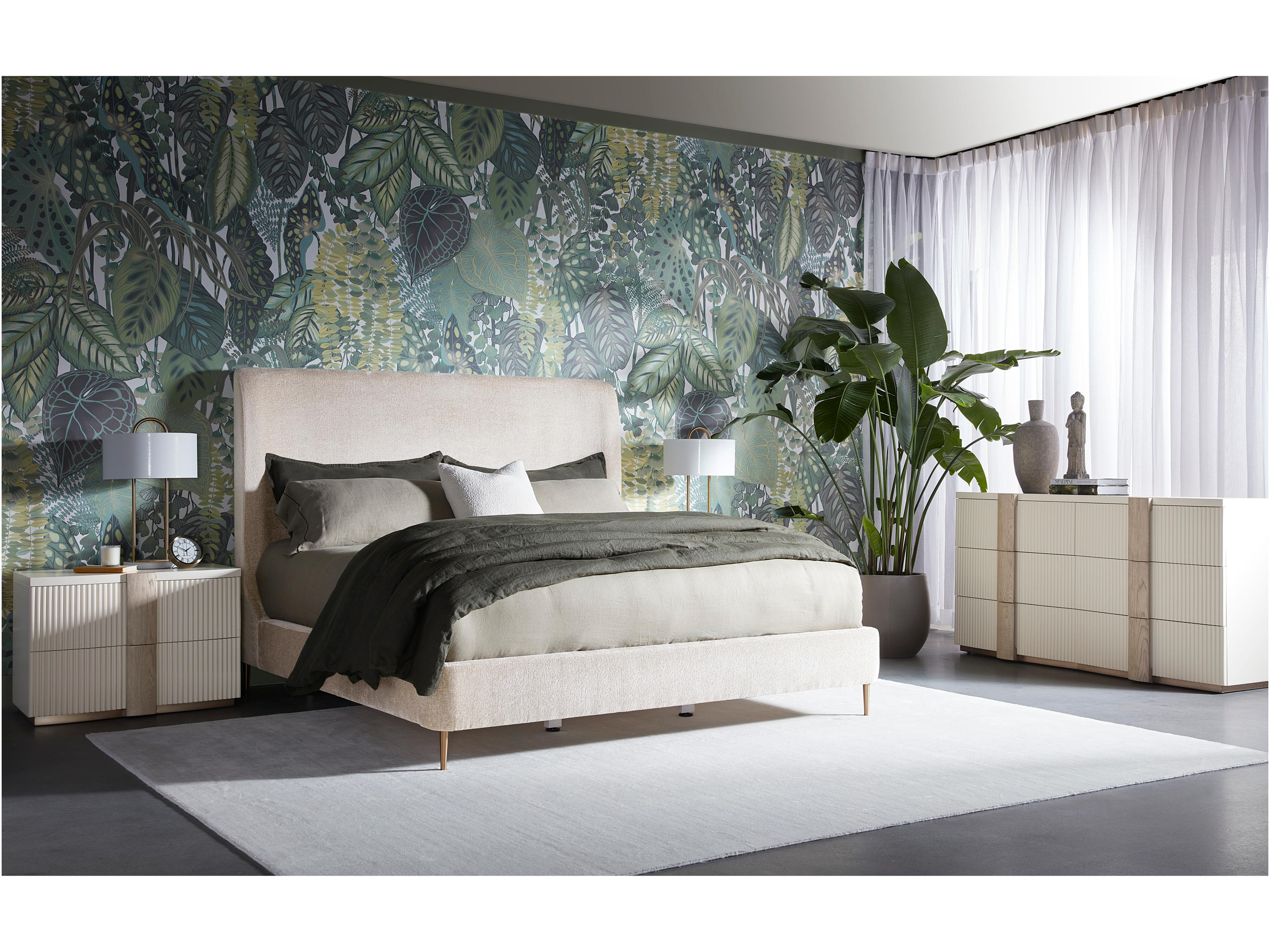 Sunpan Tierra Bergen Taupe White Upholstered Queen Platform Bed