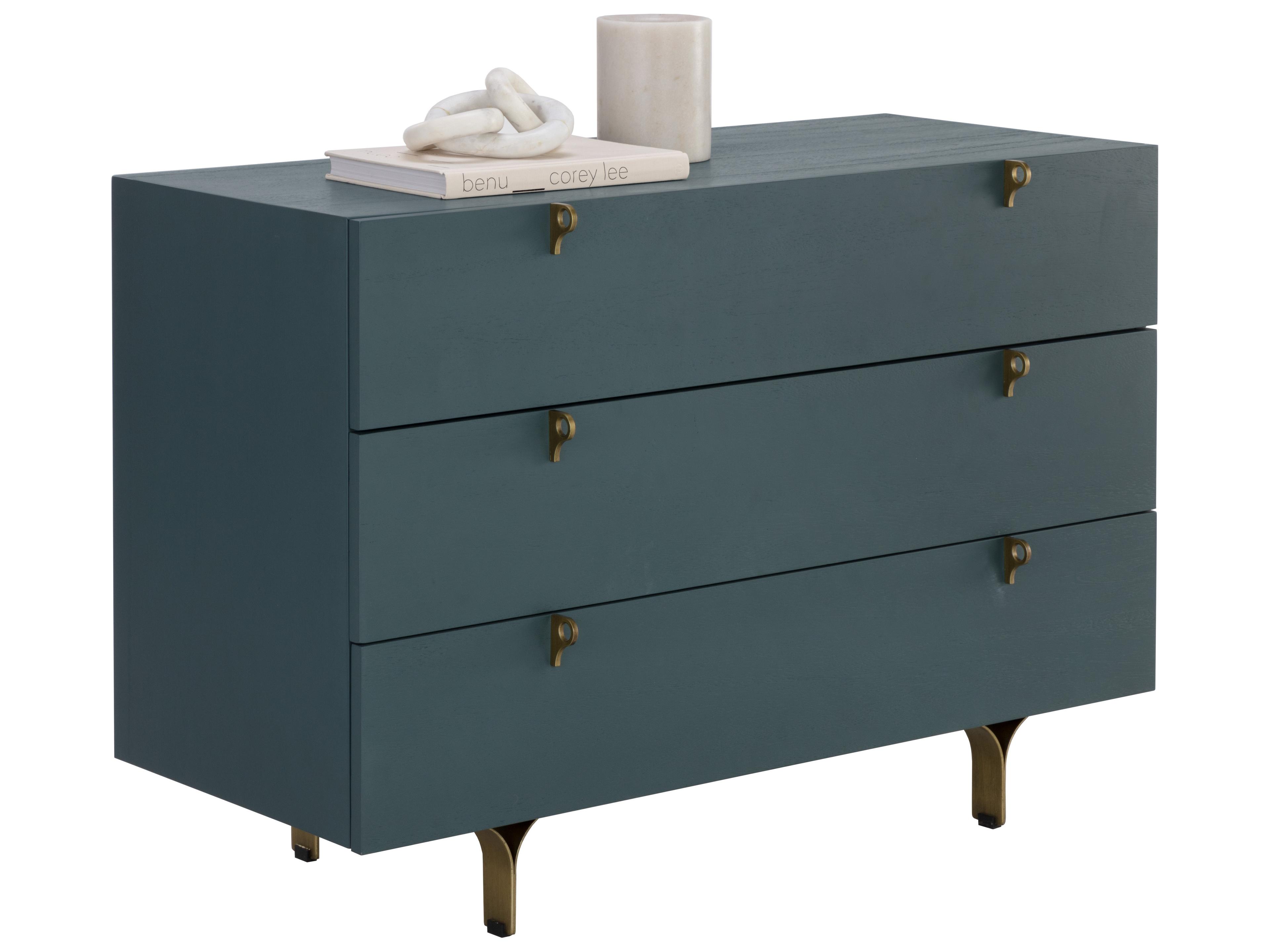 Celine 3-Drawers Blue Acacia Wood Single Dresser