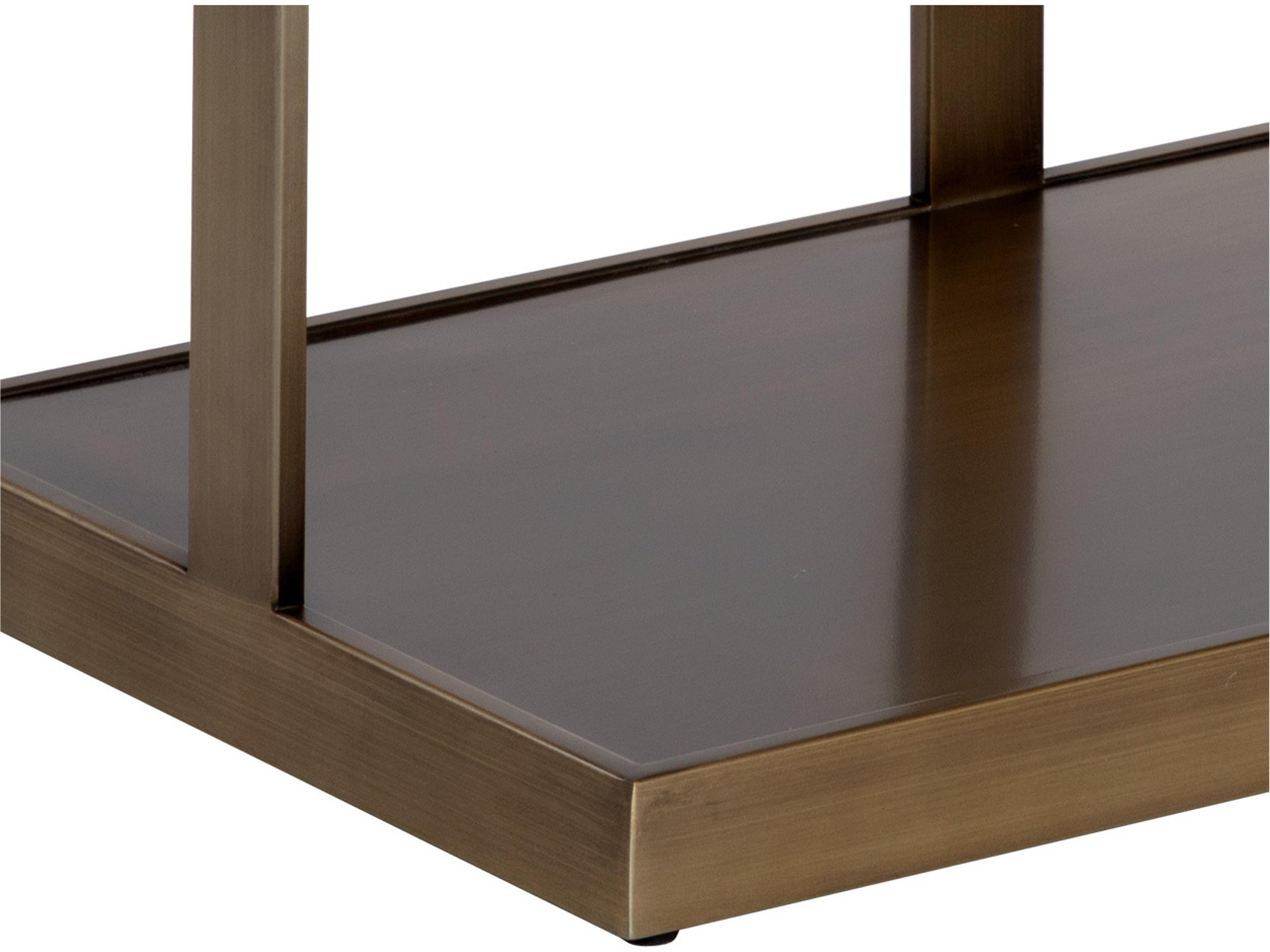 Sunpan Kamali Rectangular Marble Matte Antique Gold End Table