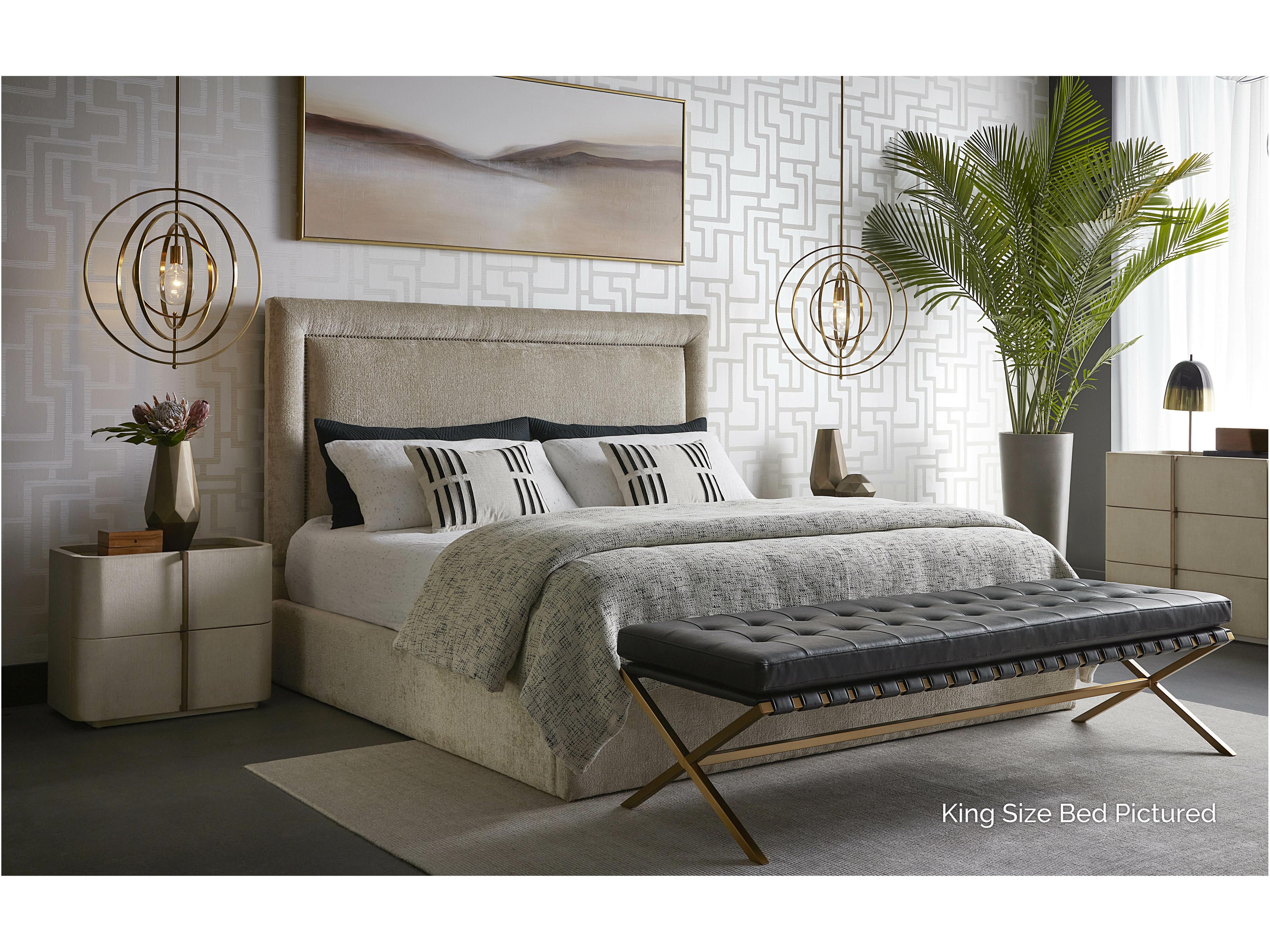 Sunpan Nylah Bergen Taupe Beige Upholstered Queen Platform Bed
