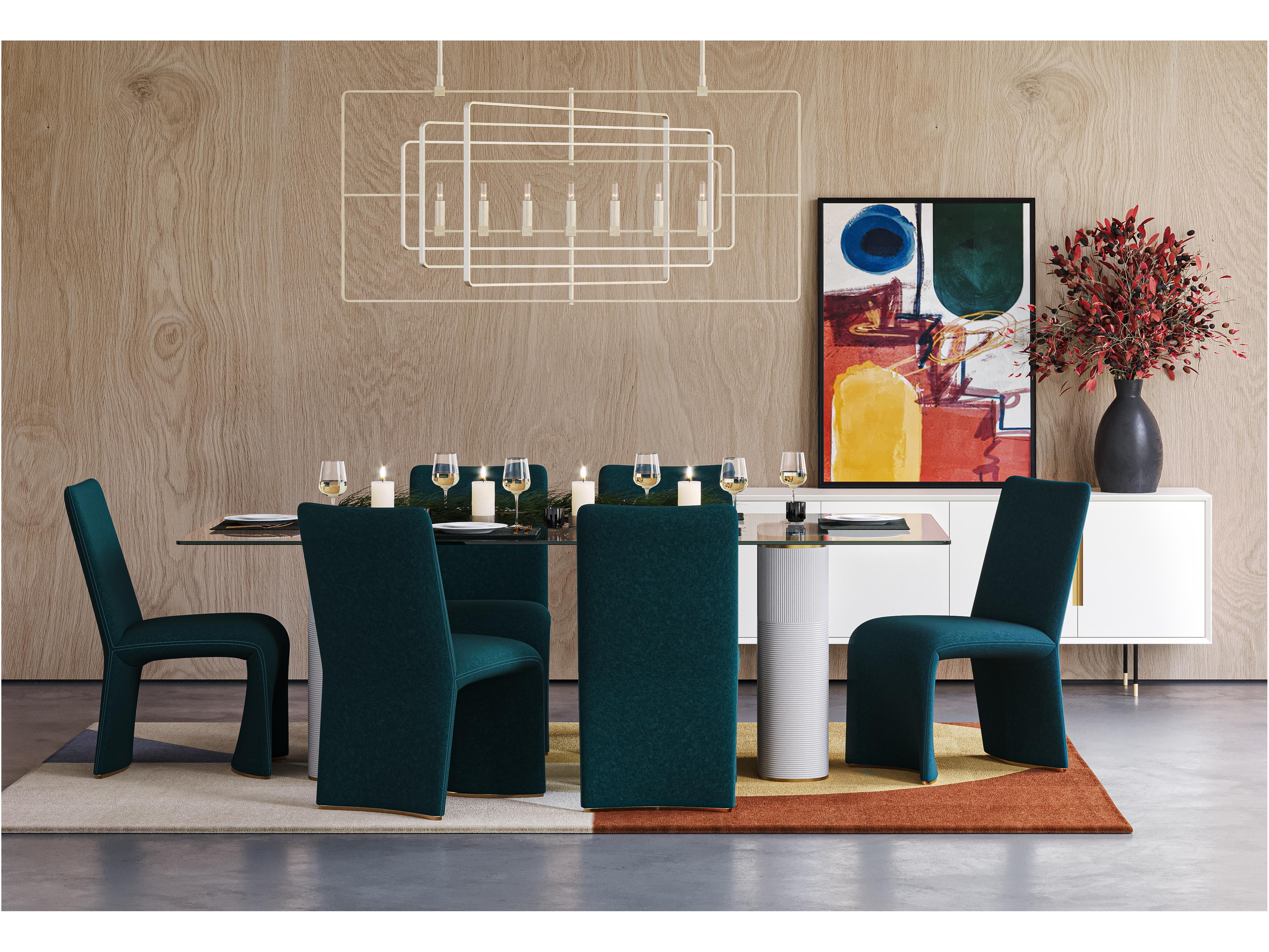 Sunpan Iluka Blue Upholstered Side Dining Chair