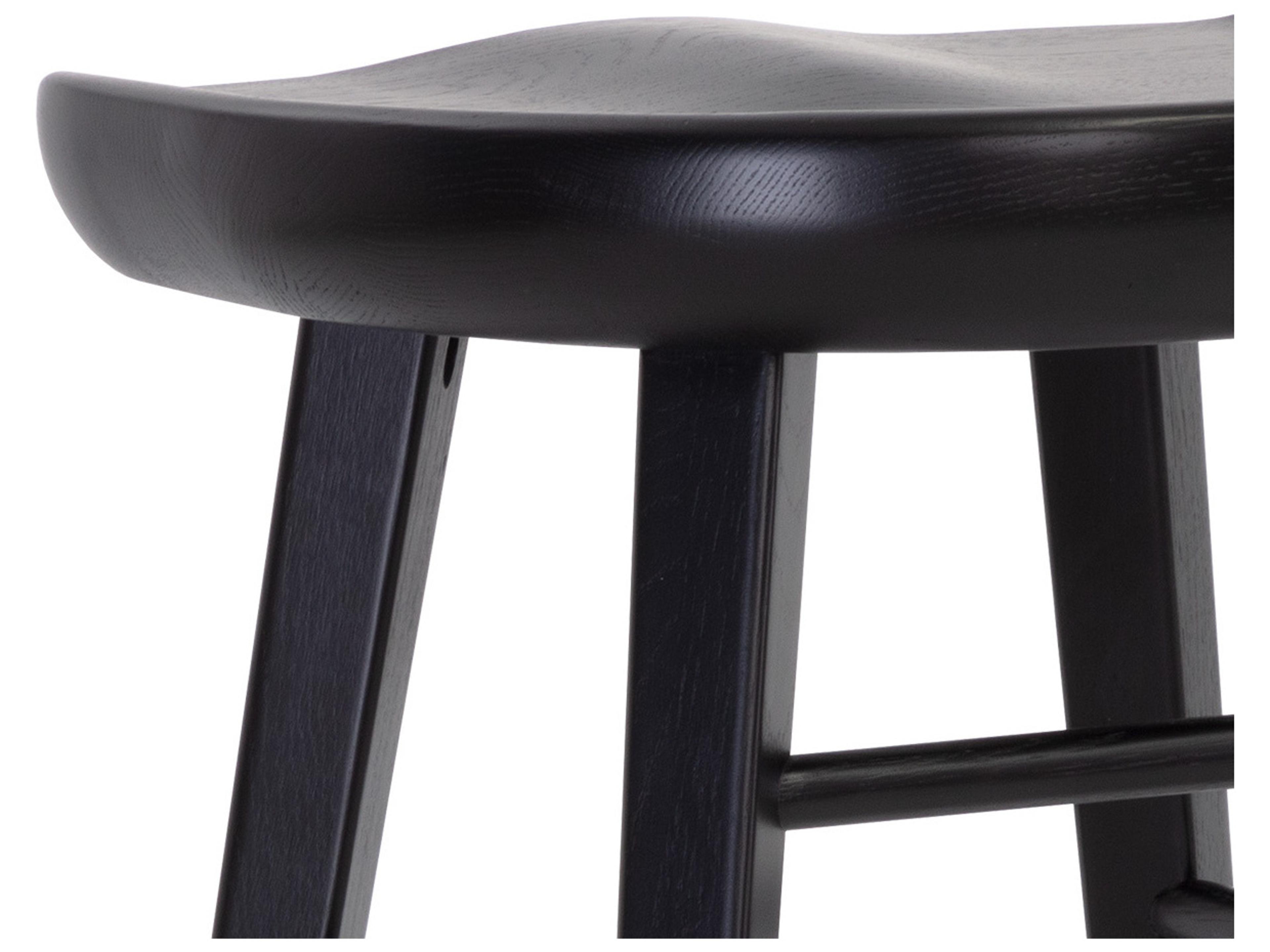 Sunpan Dominic Black Oak Wood Bar Stool