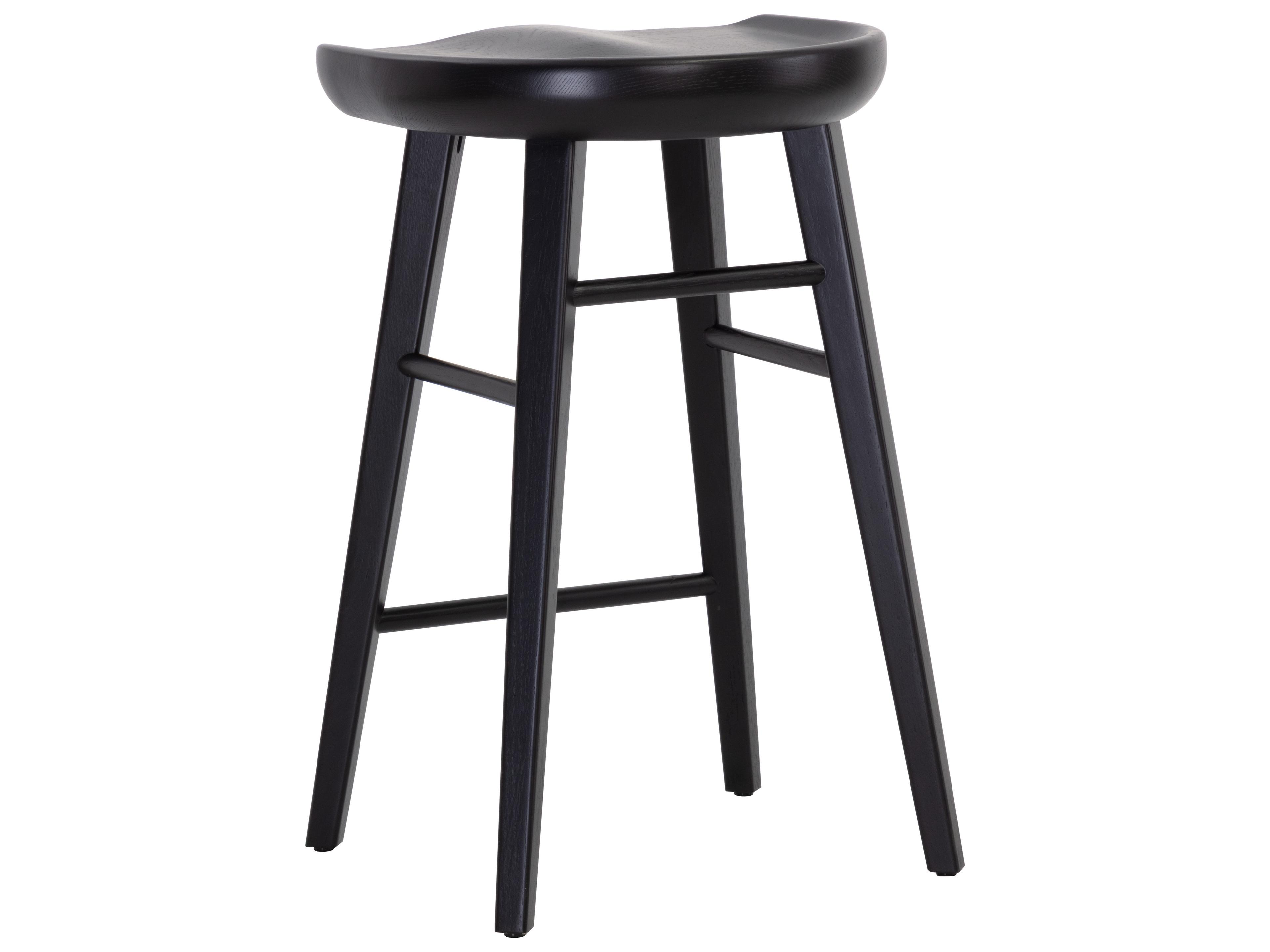 Dominic Black Oak Wood Bar Stool