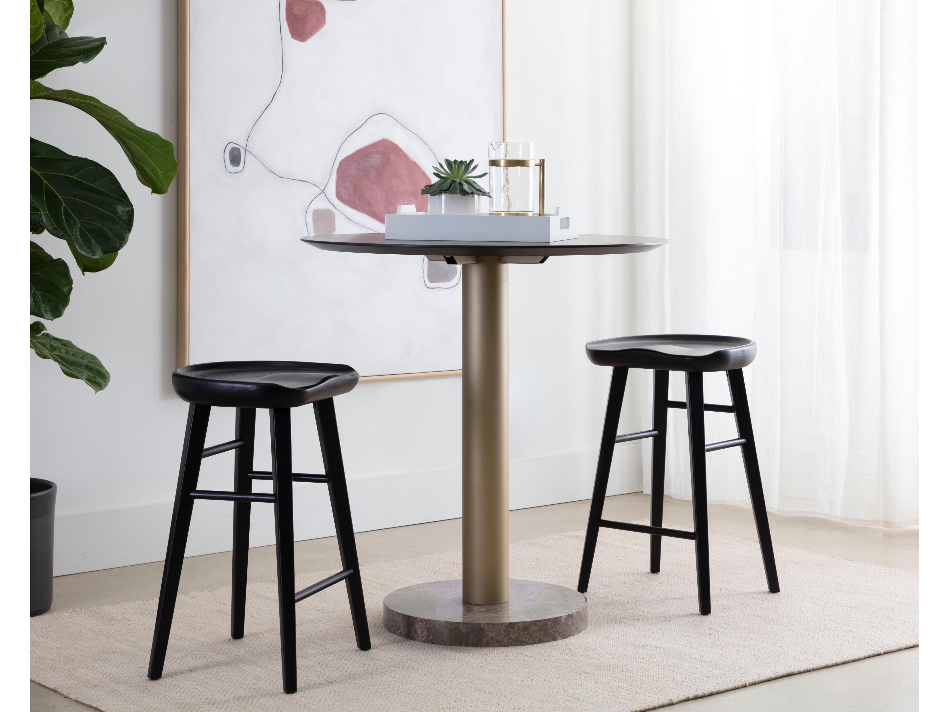 Sunpan Dominic Black Oak Wood Bar Stool