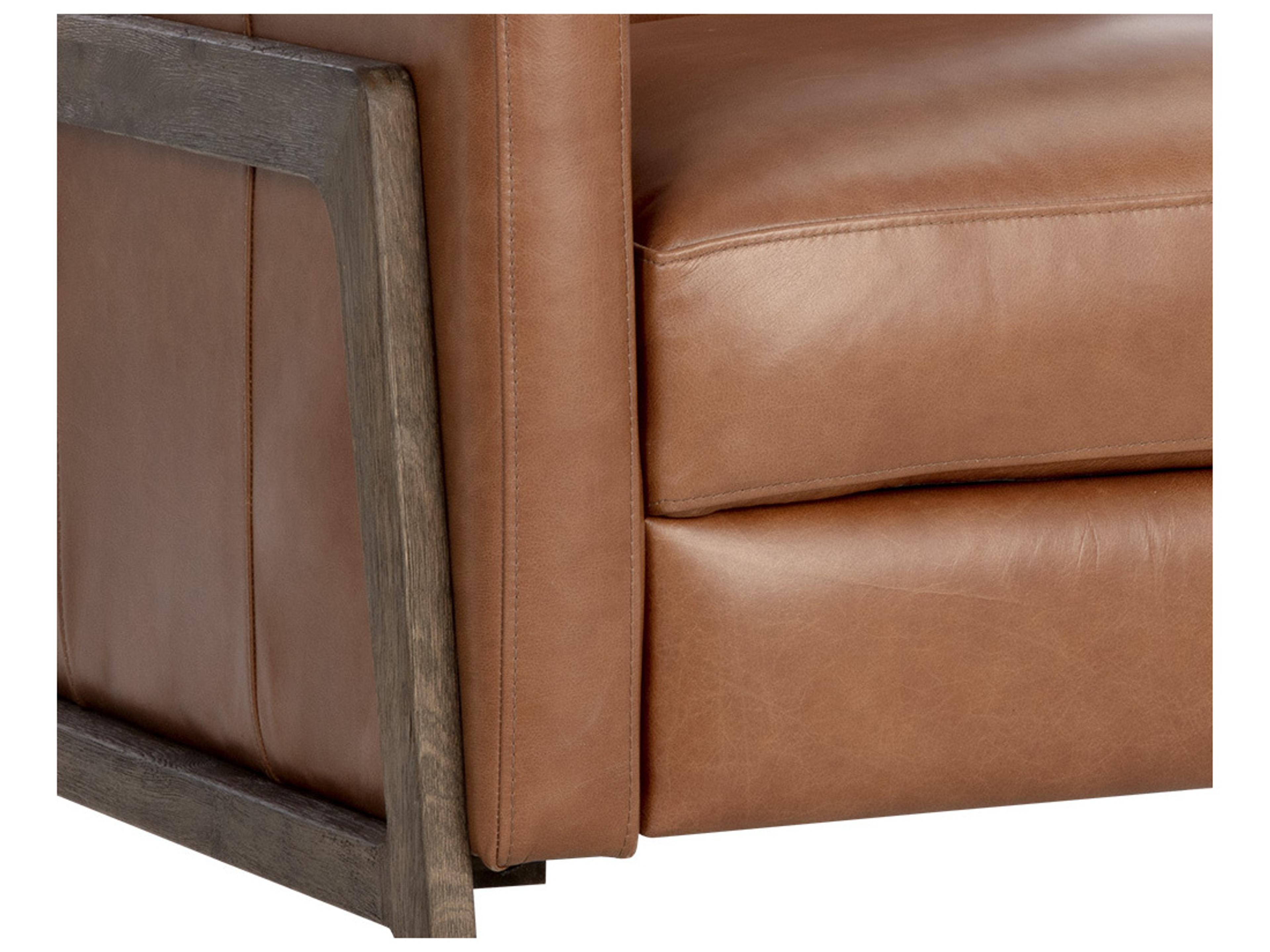 Sunpan Brandon Brown Leather Accent Chair