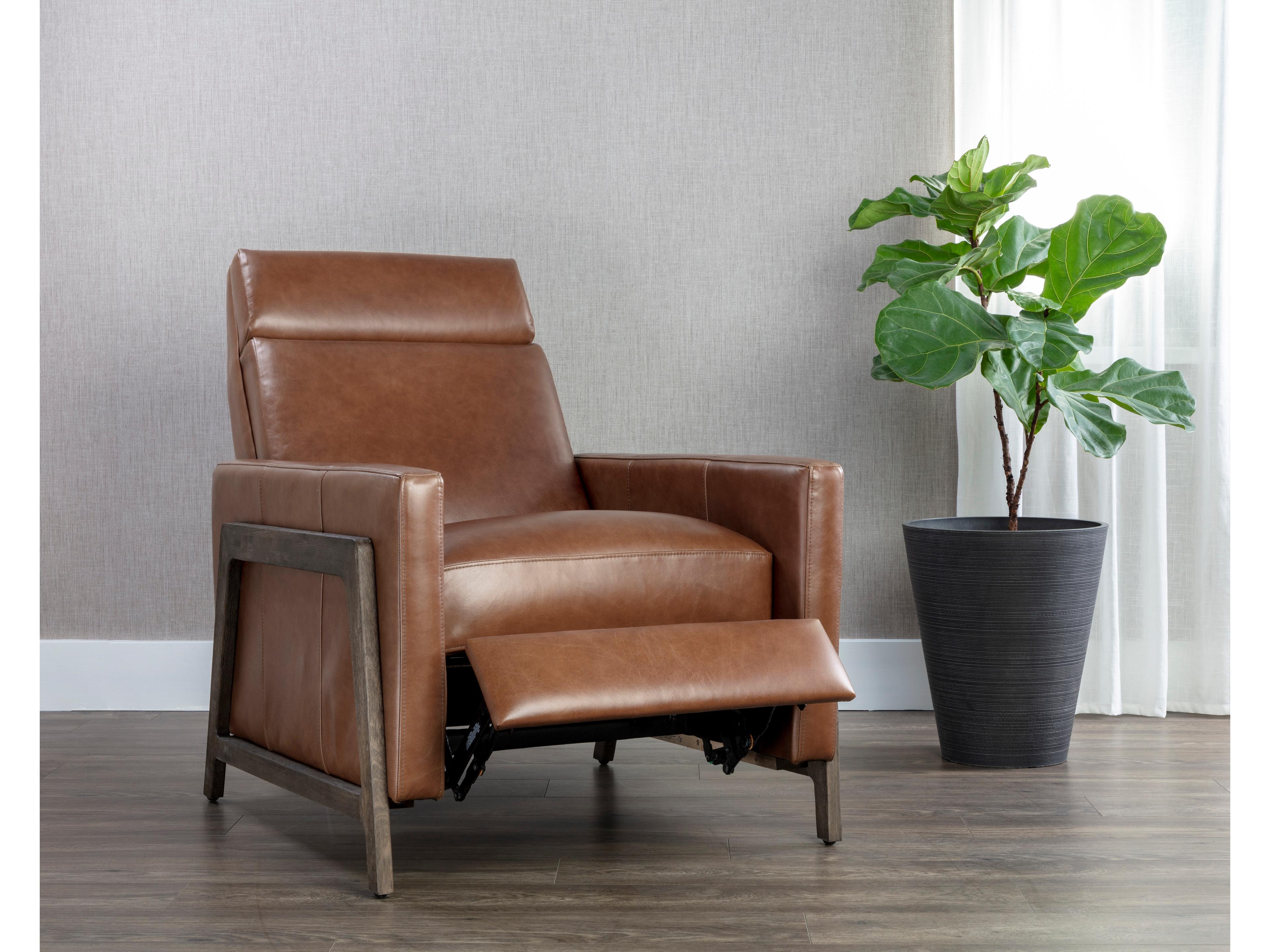 Sunpan Brandon Brown Leather Accent Chair