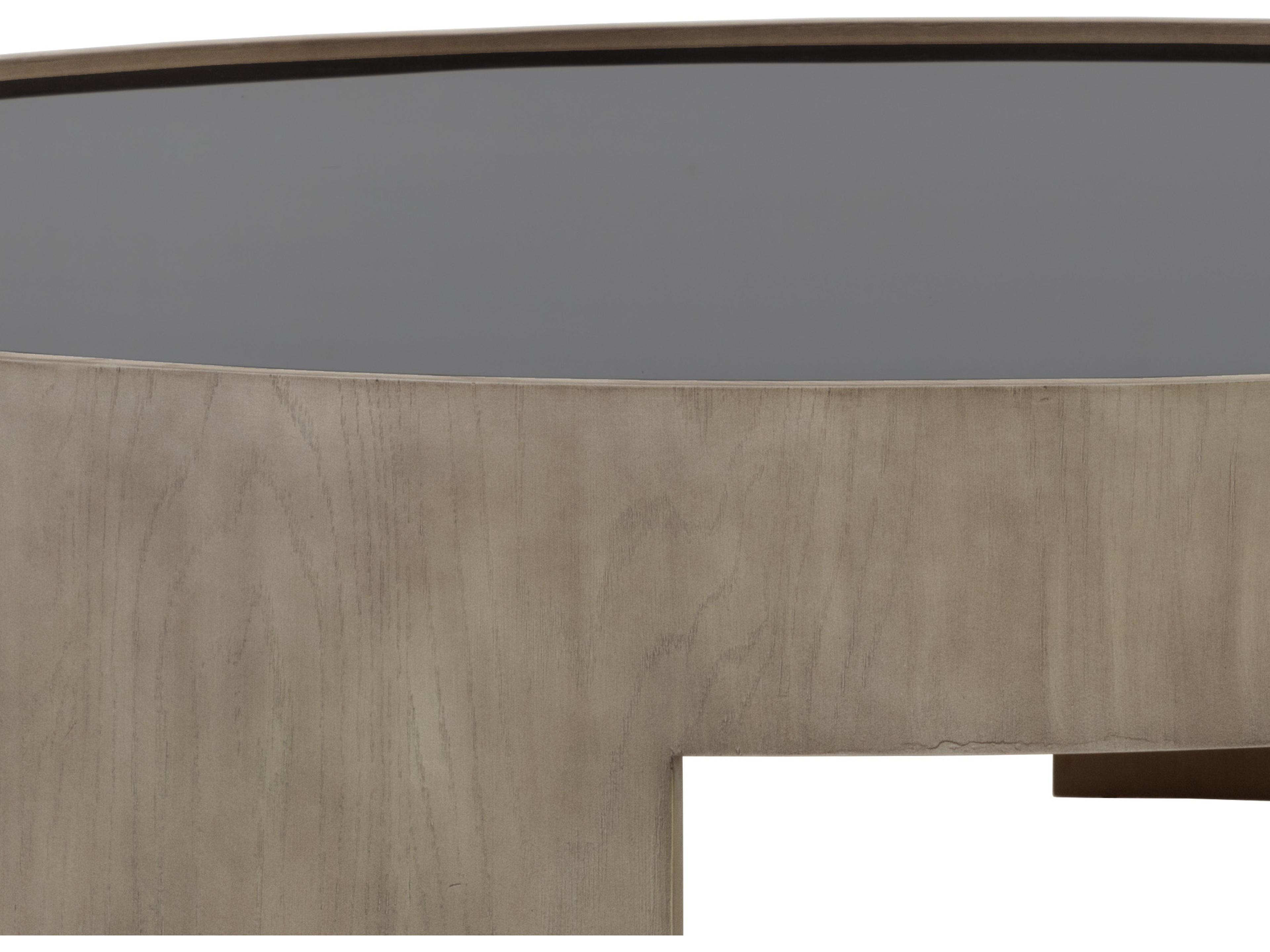 Sunpan Westport Round Glass Smoked Ash Grey Coffee Table