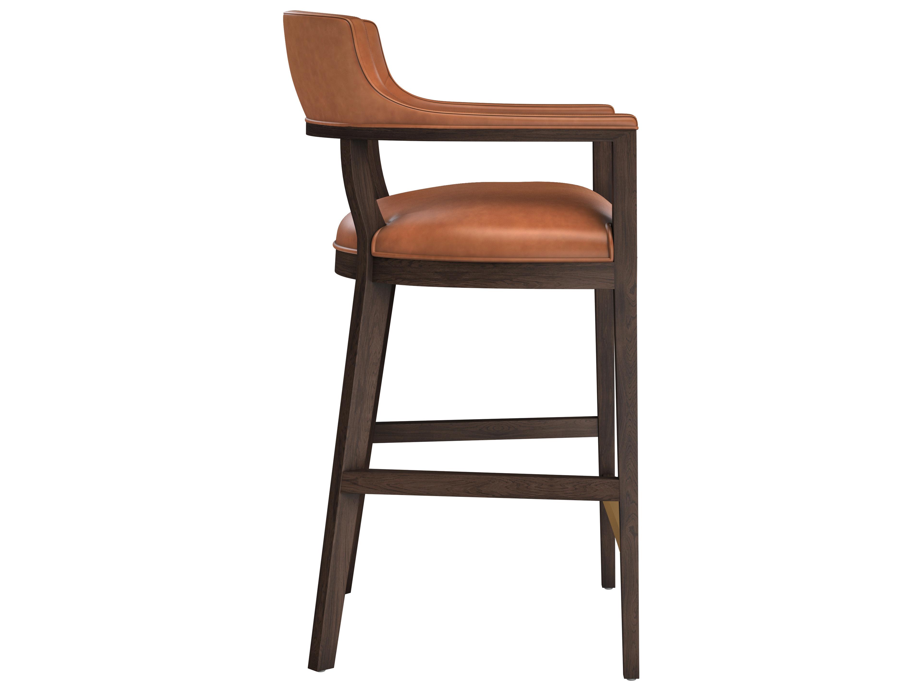 Sunpan Brylea Brown Shalimar Tobacco Leather Oak Wood Bar Stool