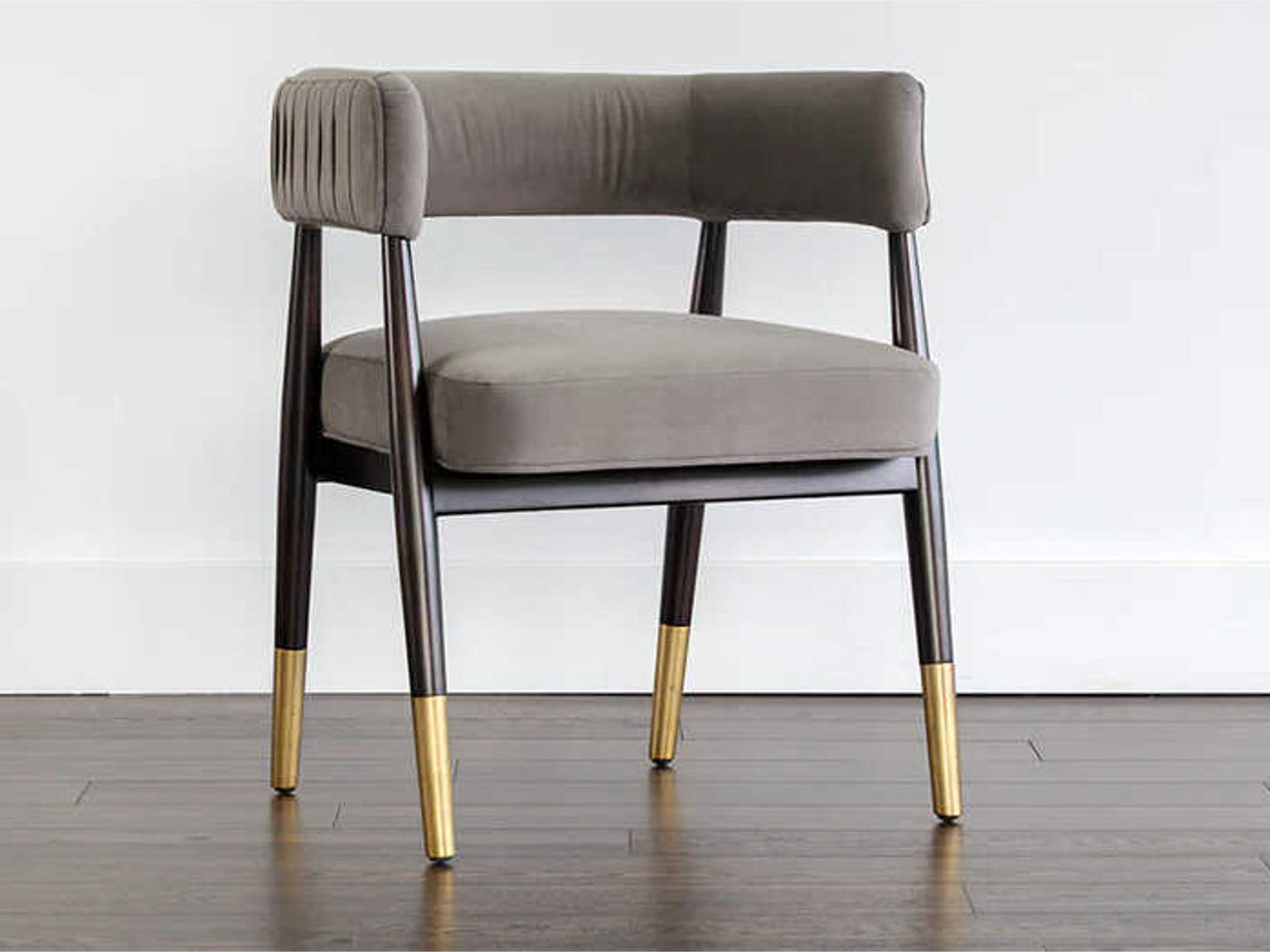 Westport Birch Wood Gray Upholstered Arm Dining Chair