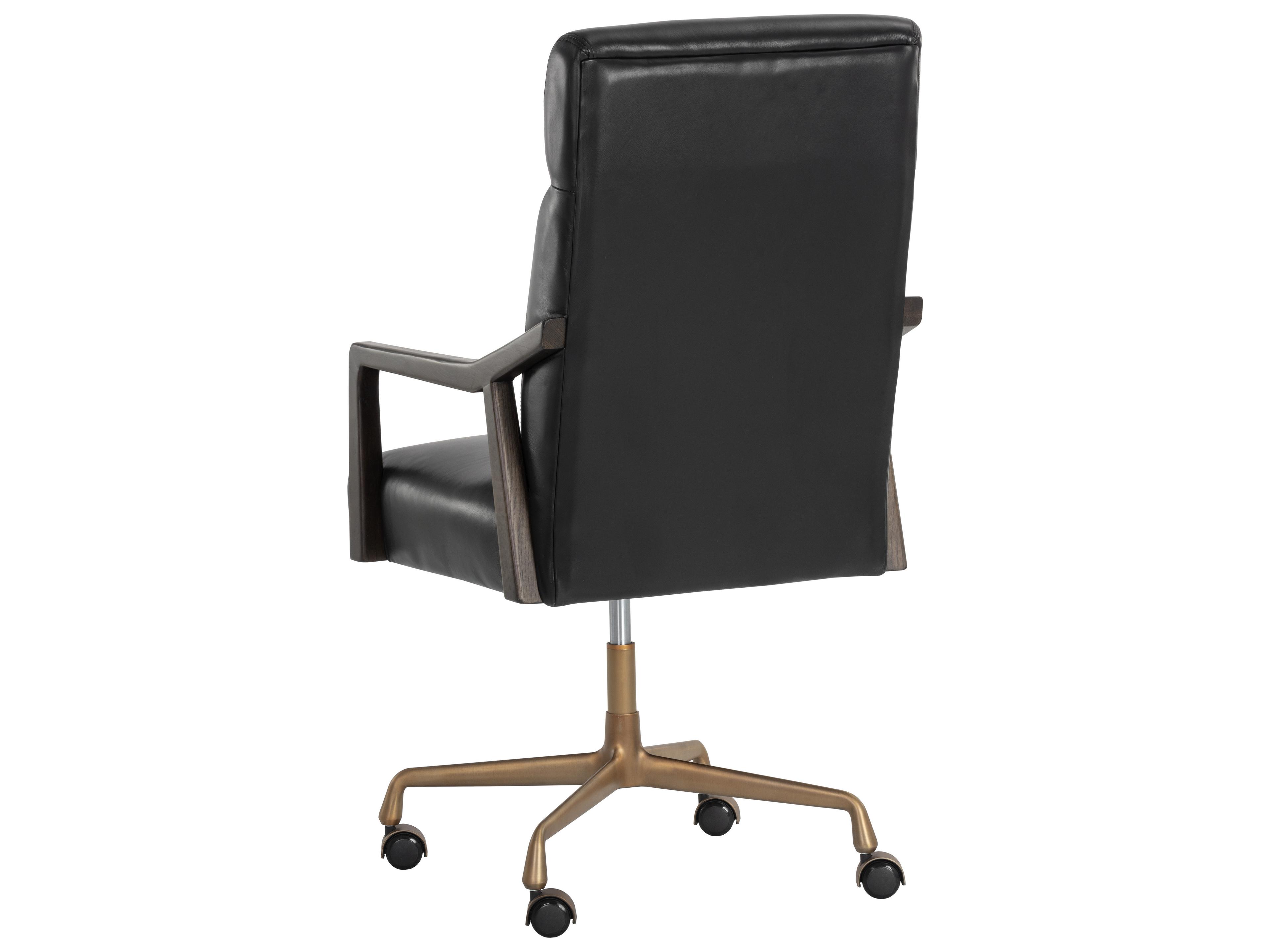 Sunpan Westport Black Leather Adjustable Computer Office Chair