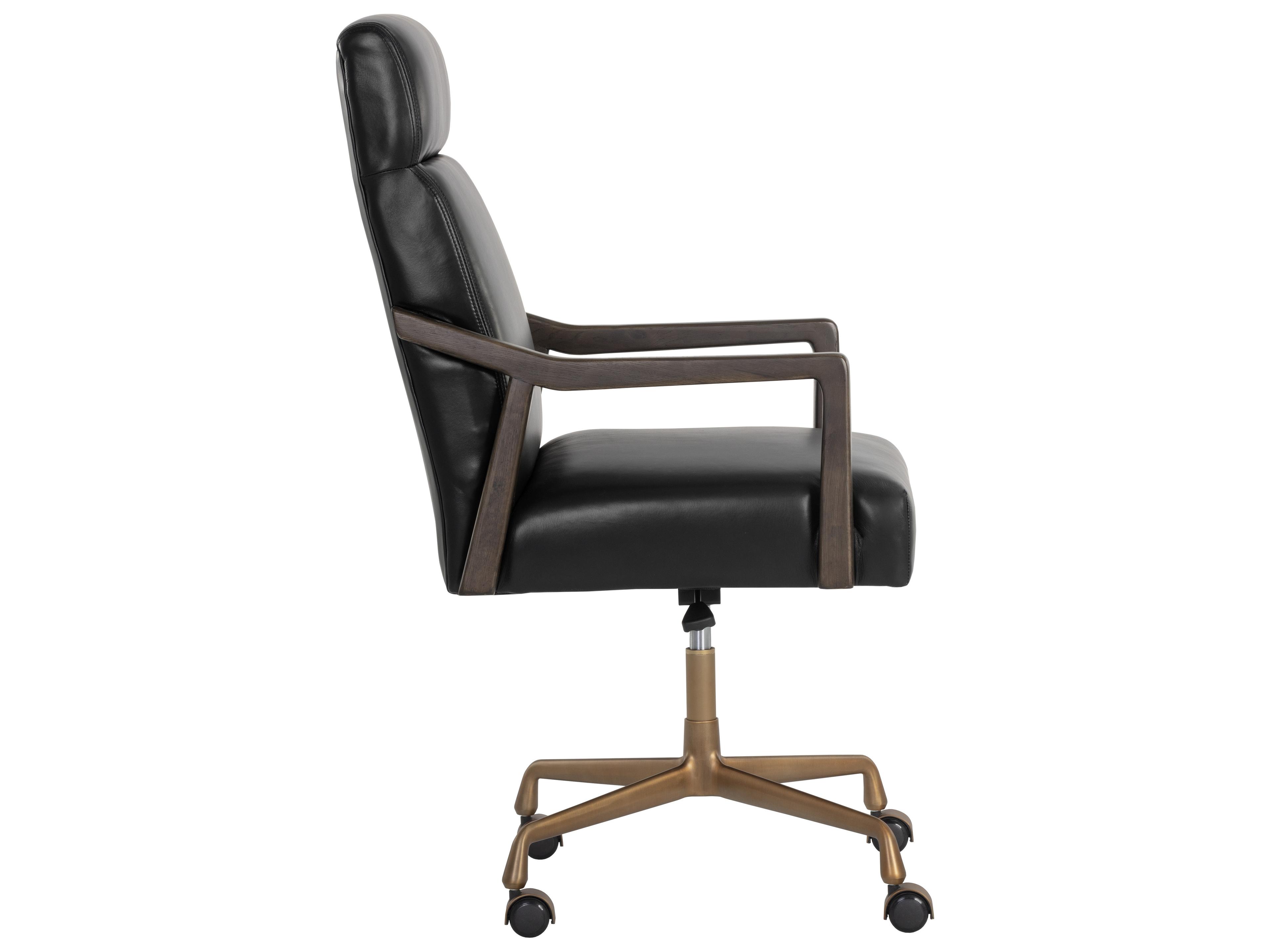 Sunpan Westport Black Leather Adjustable Computer Office Chair
