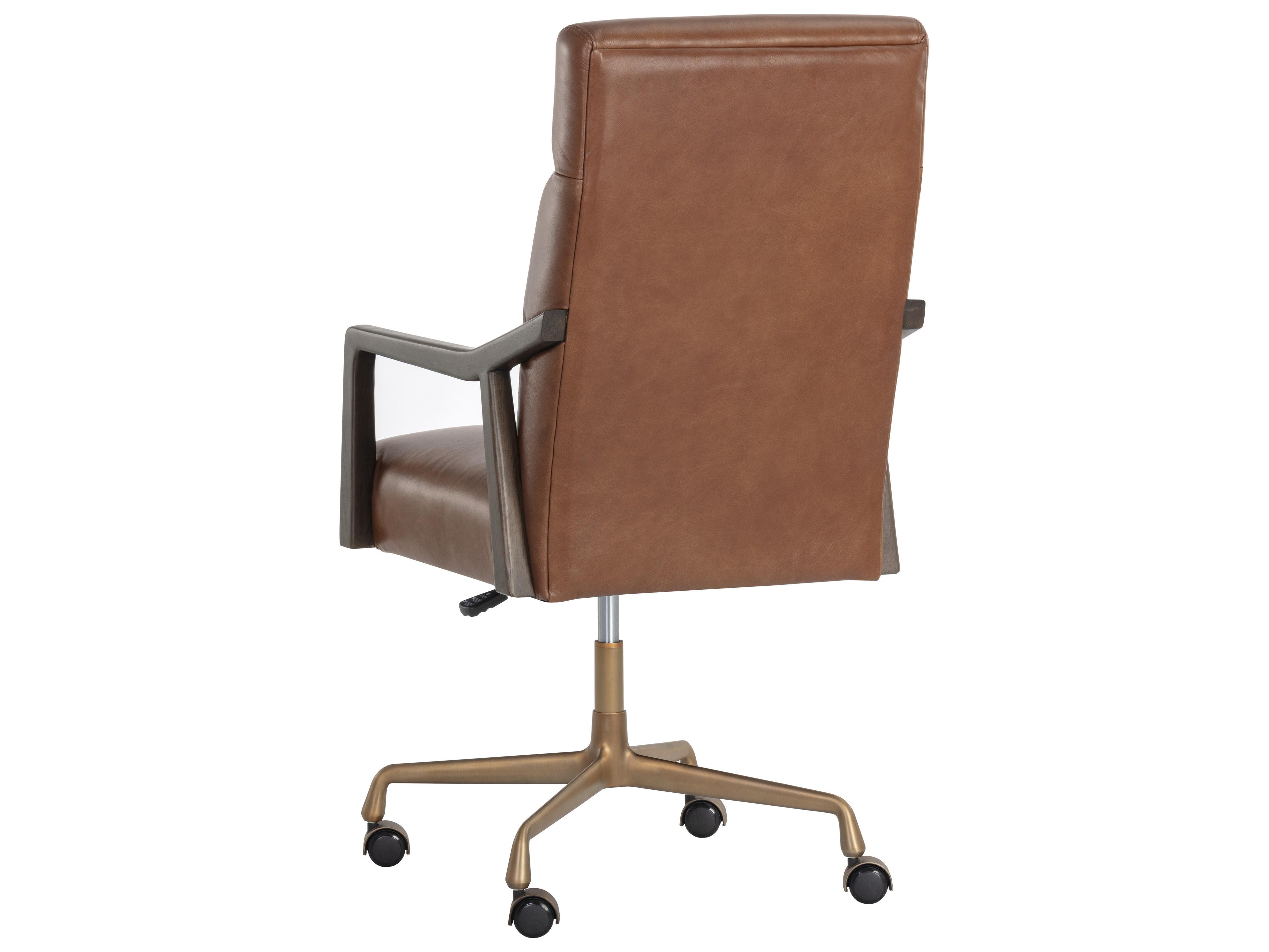 Sunpan Westport Brown Leather Adjustable Computer Office Chair