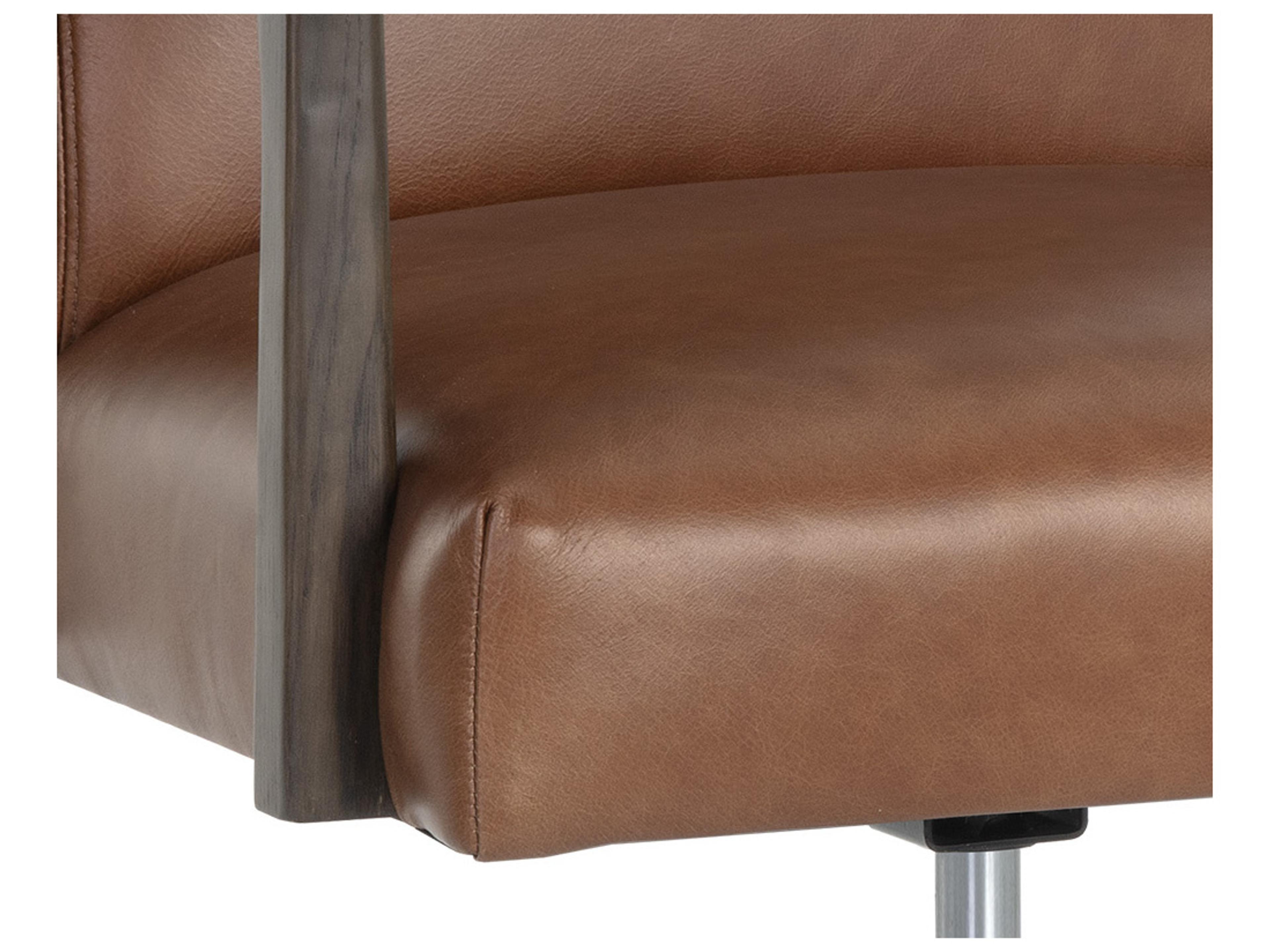 Sunpan Westport Brown Leather Adjustable Computer Office Chair
