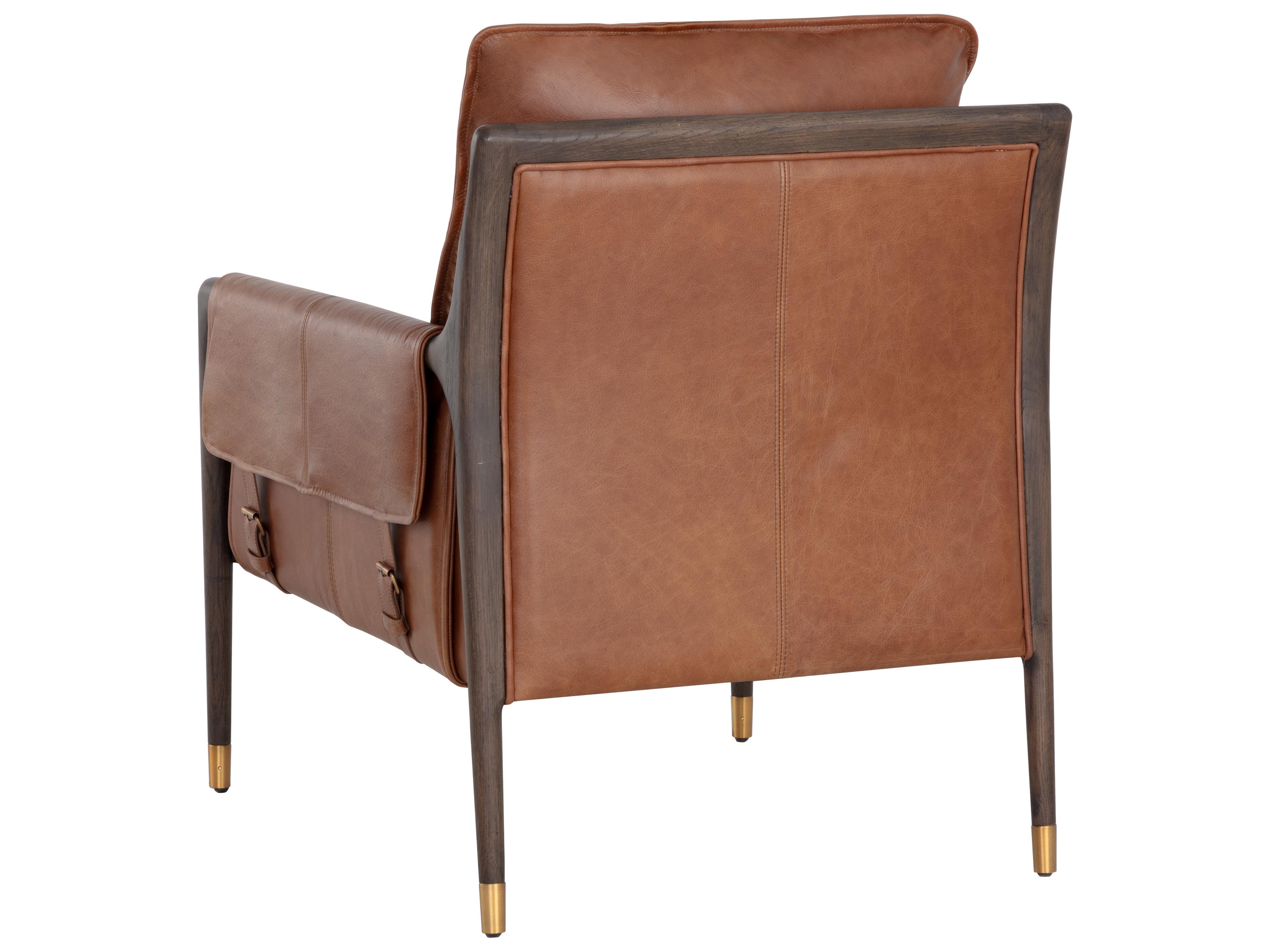 Sunpan Mauti Brown Leather Accent Chair