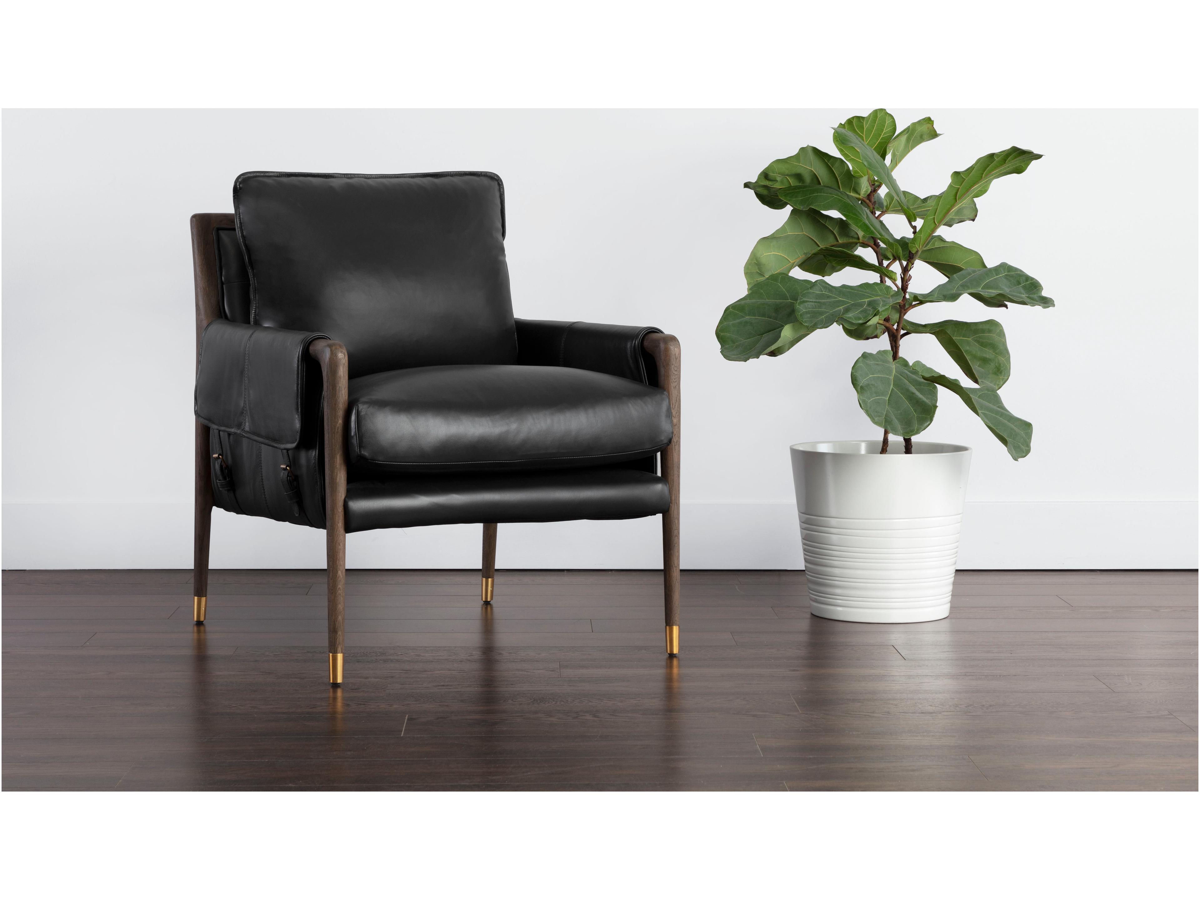 Sunpan Mauti Black Leather Accent Chair